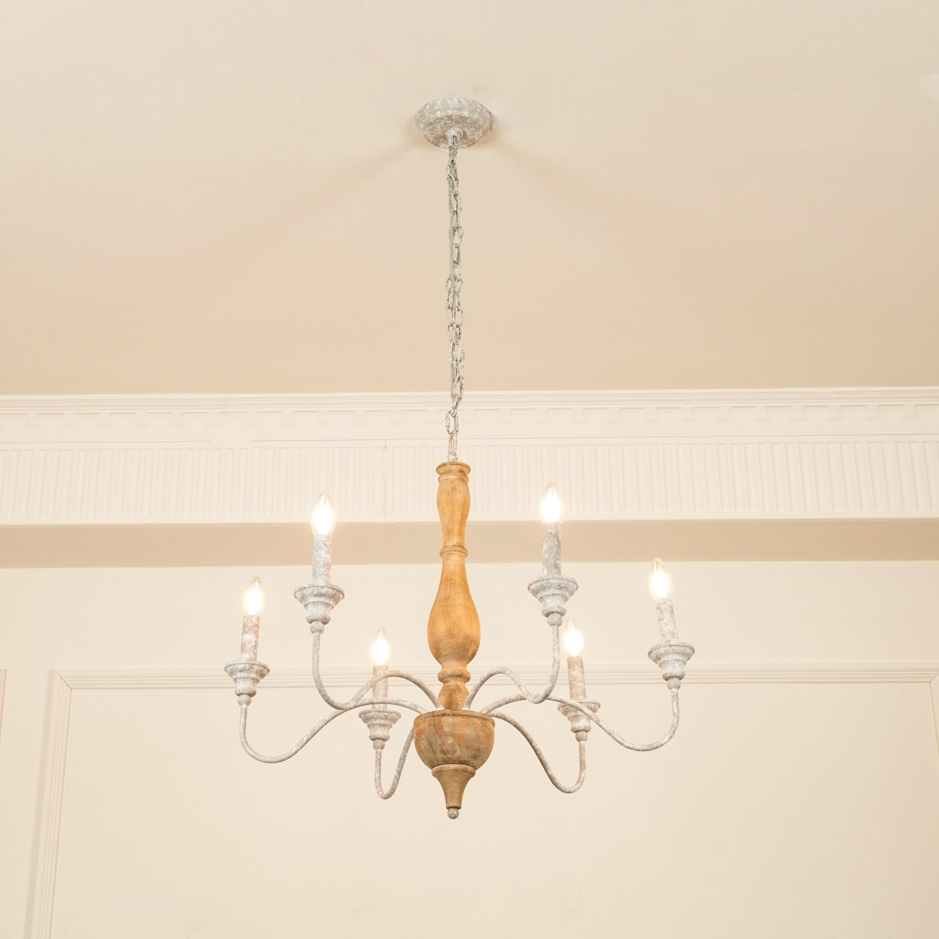 Eurloryra Holz Vintage Kerze Handgeschnitzt Kronleuchter-Letslighting