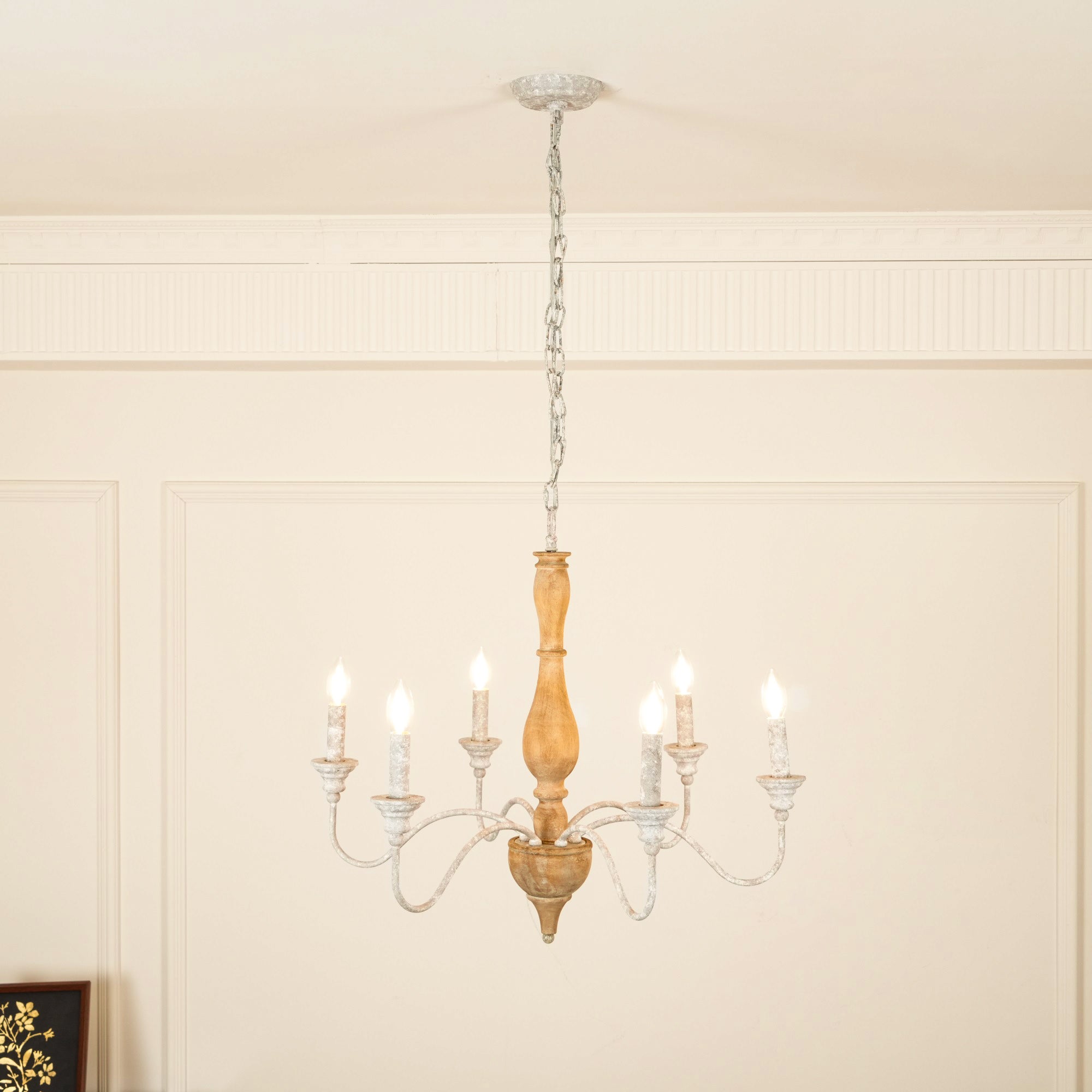 Eurloryra Holz Vintage Kerze Handgeschnitzt Kronleuchter-Letslighting