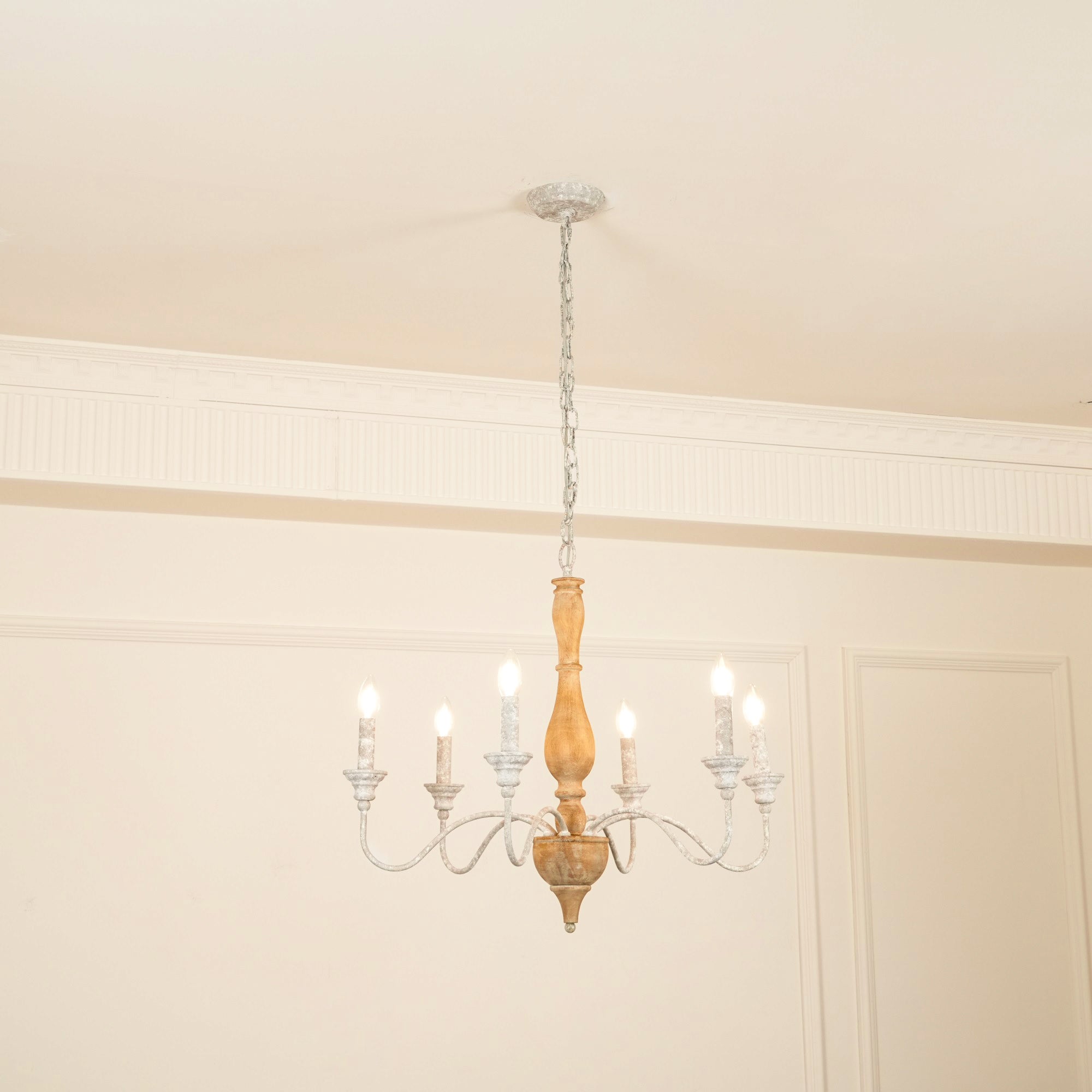 Eurloryra Holz Vintage Kerze Handgeschnitzt Kronleuchter-Letslighting