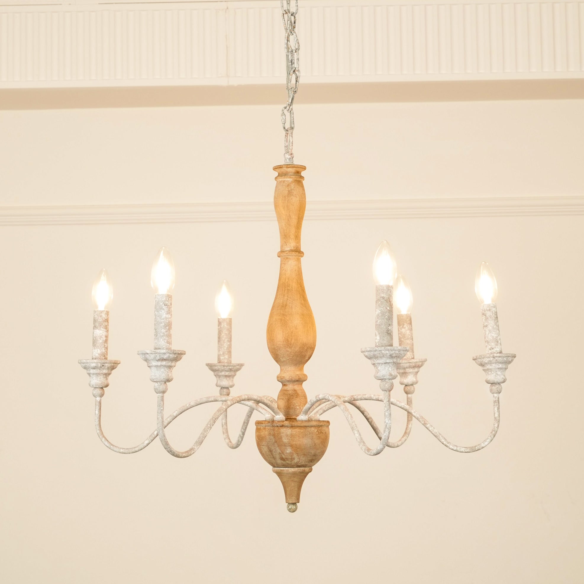 Eurloryra Holz Vintage Kerze Handgeschnitzt Kronleuchter-Letslighting
