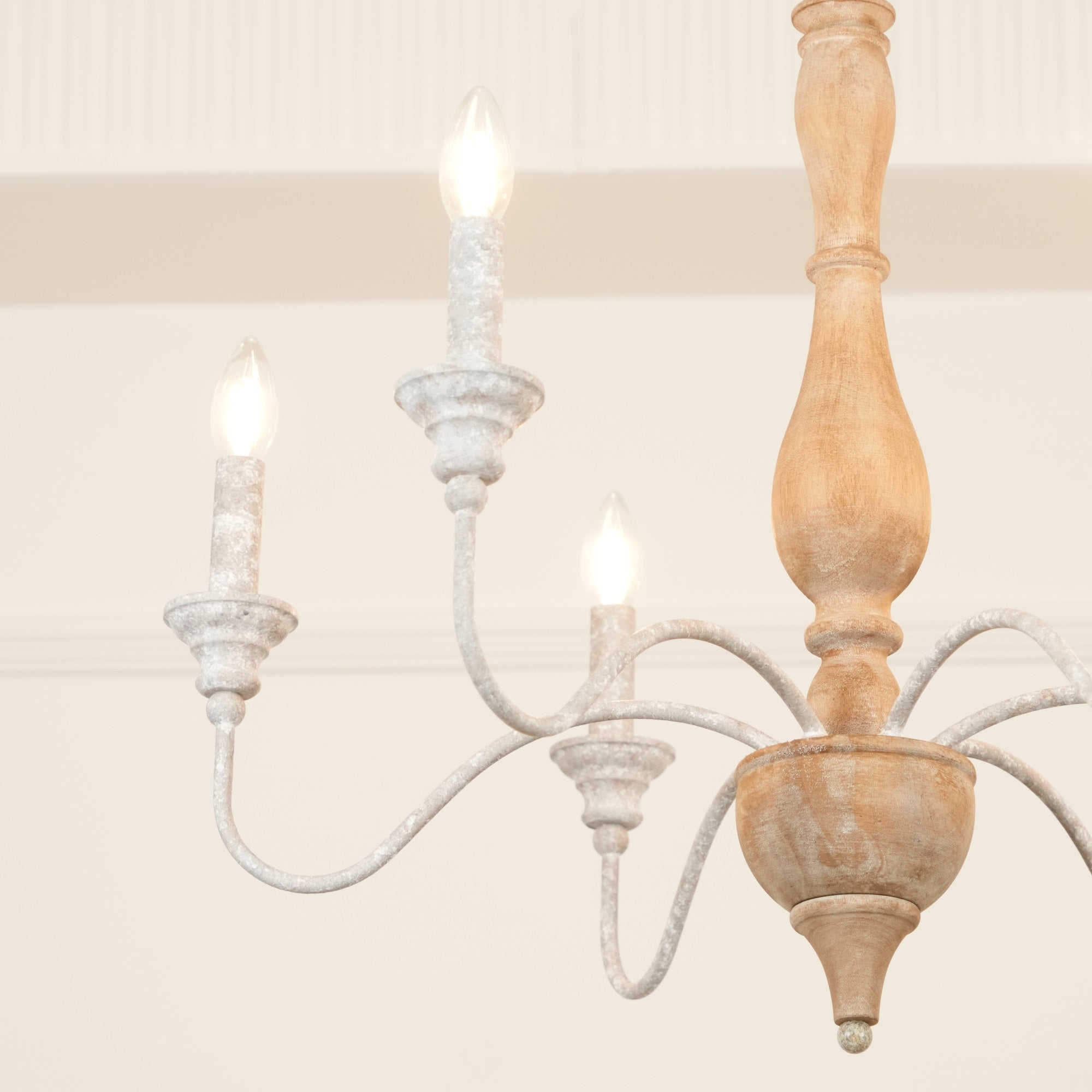 Eurloryra Holz Vintage Kerze Handgeschnitzt Kronleuchter-Letslighting