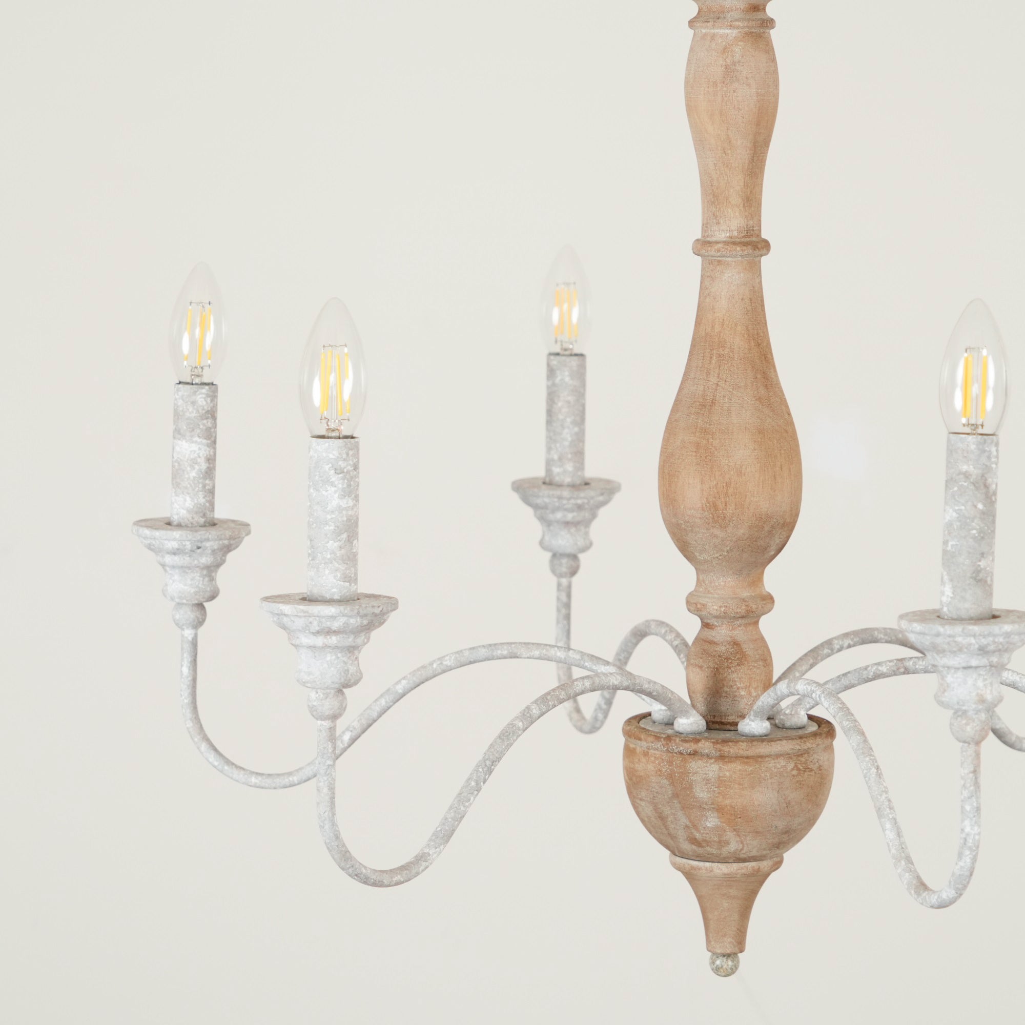 Eurloryra Holz Vintage Kerze Handgeschnitzt Kronleuchter-Letslighting