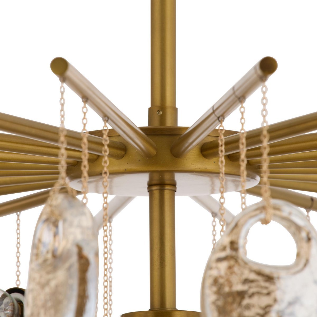 Aurora Chandelier Amber Seedy Glass Drop Antique Brass - Neutralighting