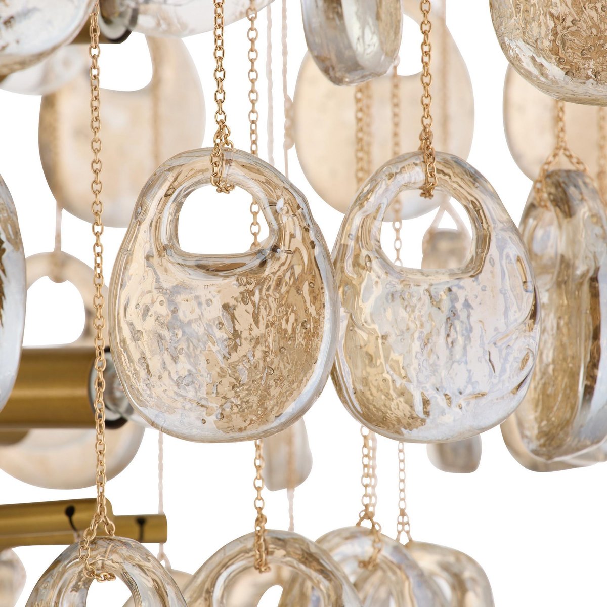 Aurora Chandelier Amber Seedy Glass Drop Antique Brass - Neutralighting