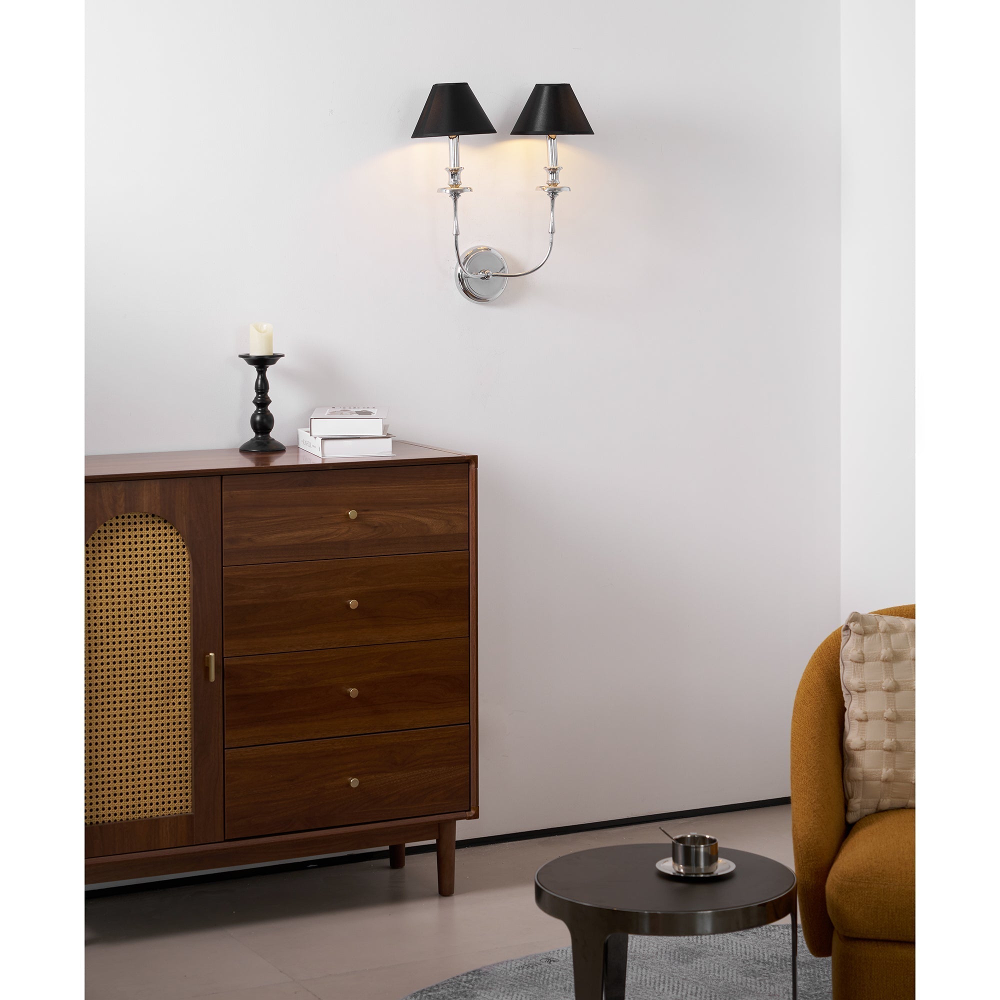 Vedoror Industrielle Vintage Wandleuchte aus Messing mit Stoffbezug-Letslighting