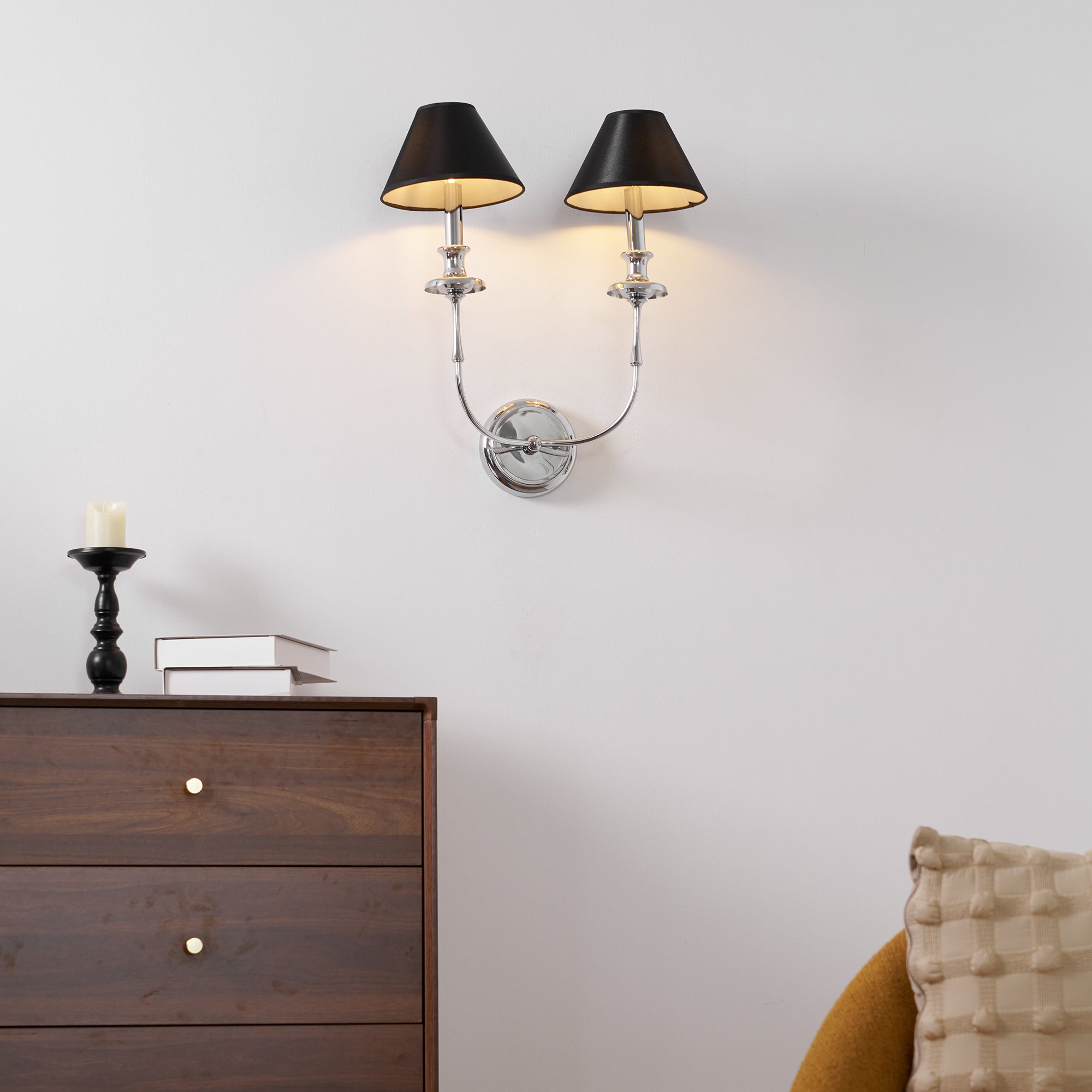Vedoror Industrielle Vintage Wandleuchte aus Messing mit Stoffbezug-Letslighting
