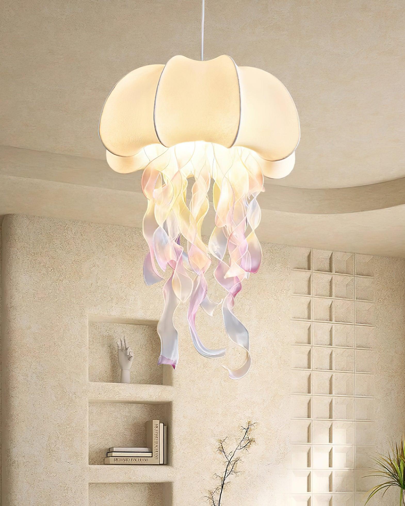 Jellyfish Pendant Light with Iridescent Ribbons - Letslighting
