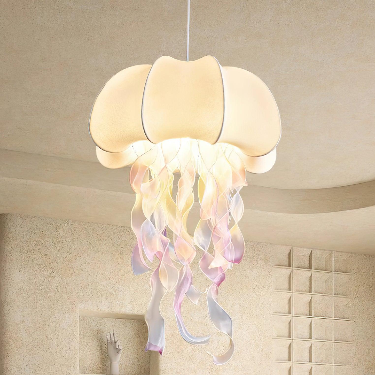 Jellyfish Pendant Light with Iridescent Ribbons - Letslighting