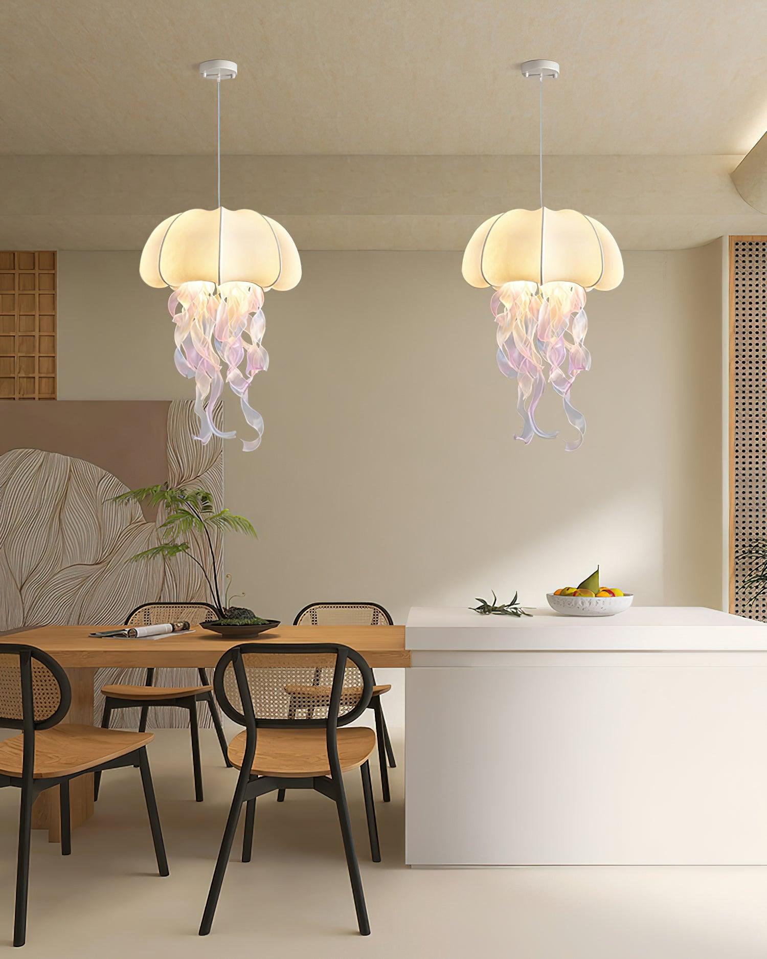 Jellyfish Pendant Light with Iridescent Ribbons - Letslighting
