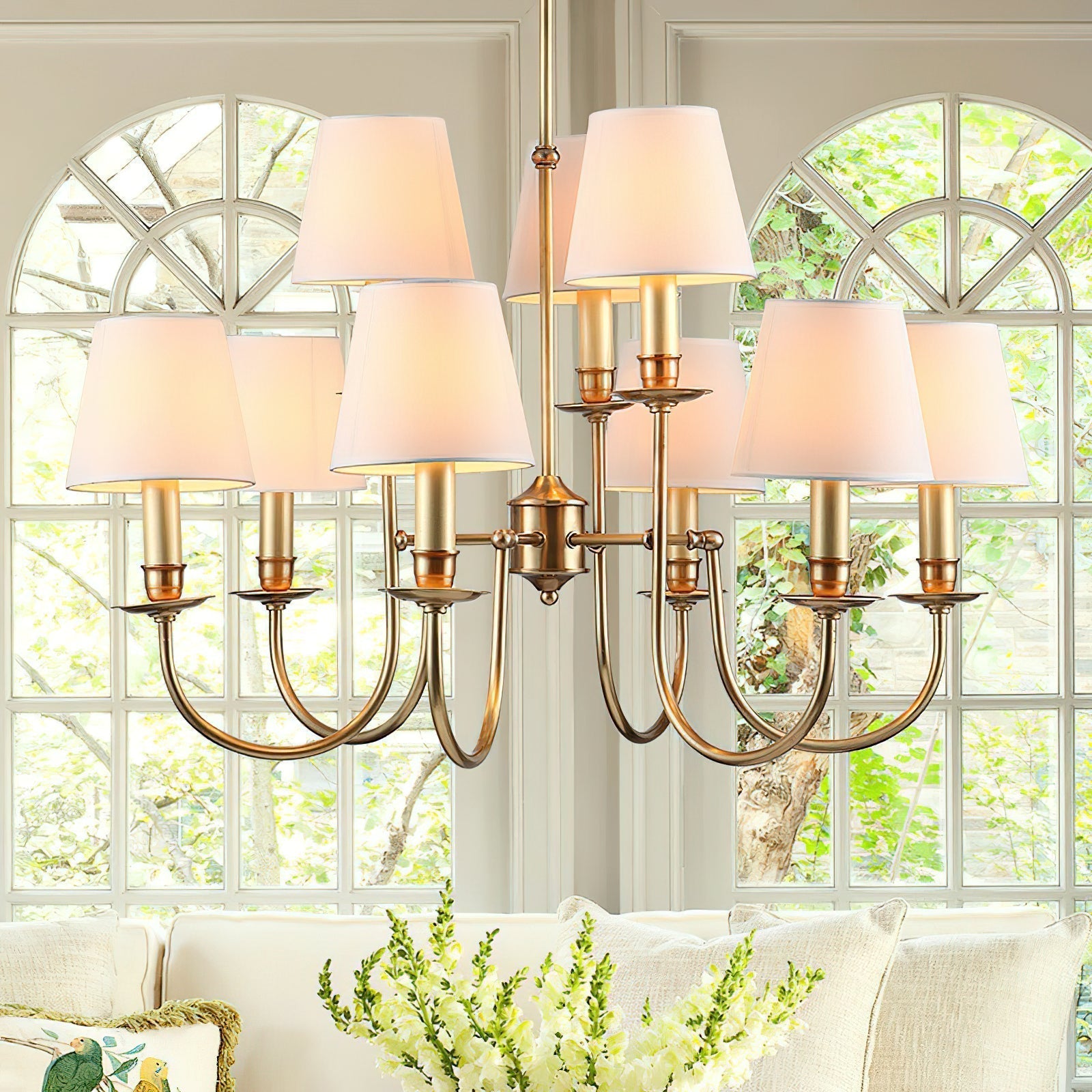 Vilorira Vintage Brass Fabric Chandelier - Letslighting