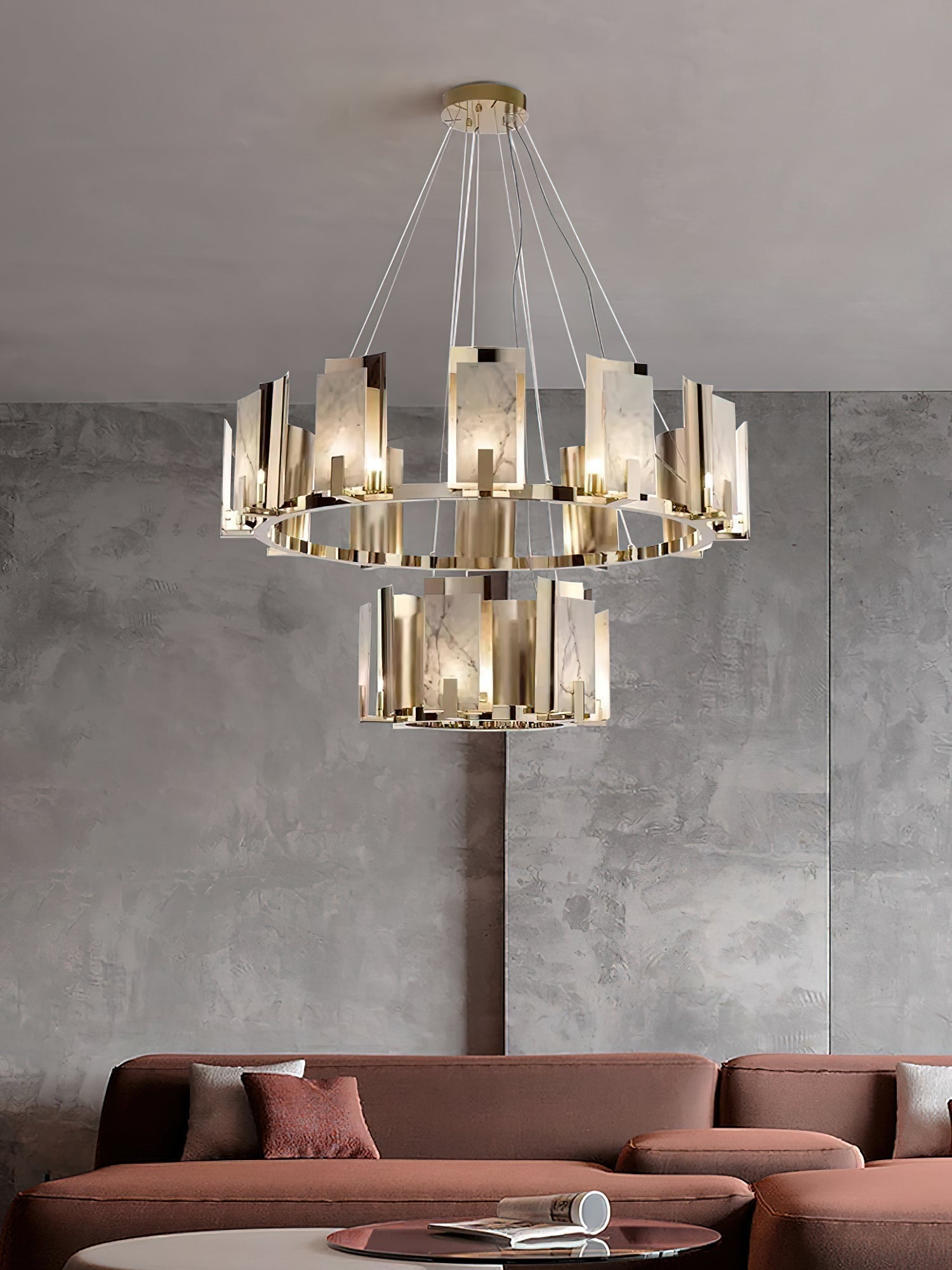 Nyraeila Postmodern Luxury Metal Alabaster Round Chandelier - Letslighting