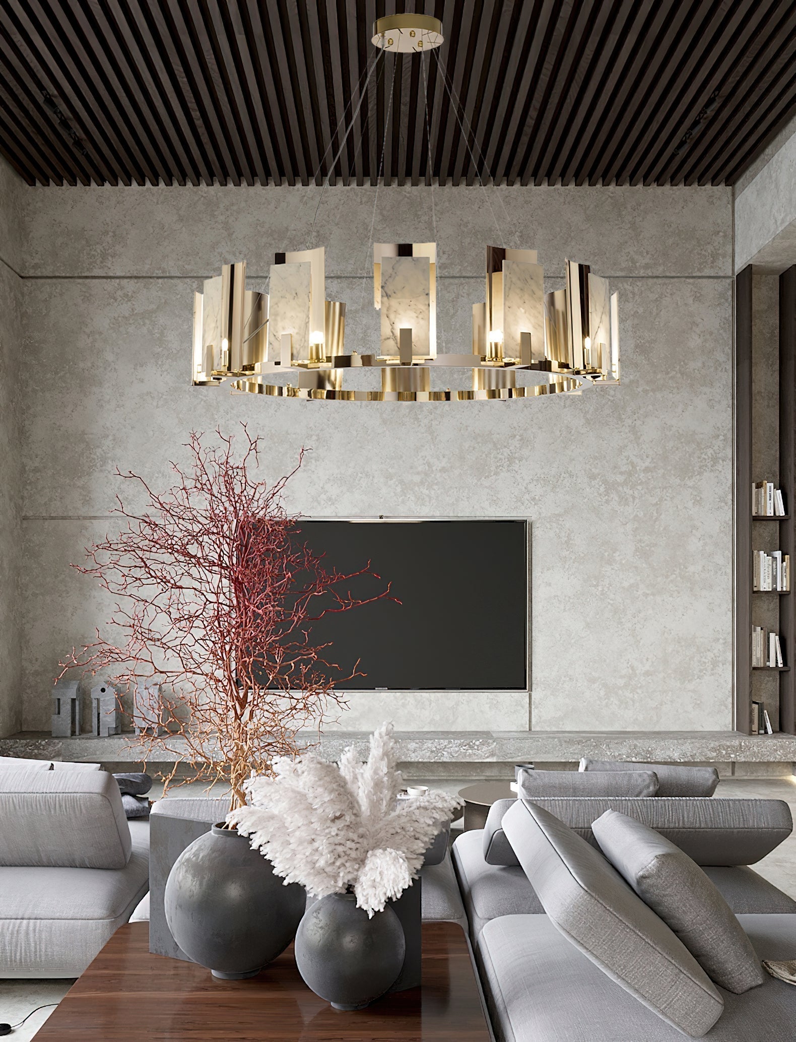 Nyraeila Postmodern Luxury Metal Alabaster Round Chandelier - Letslighting