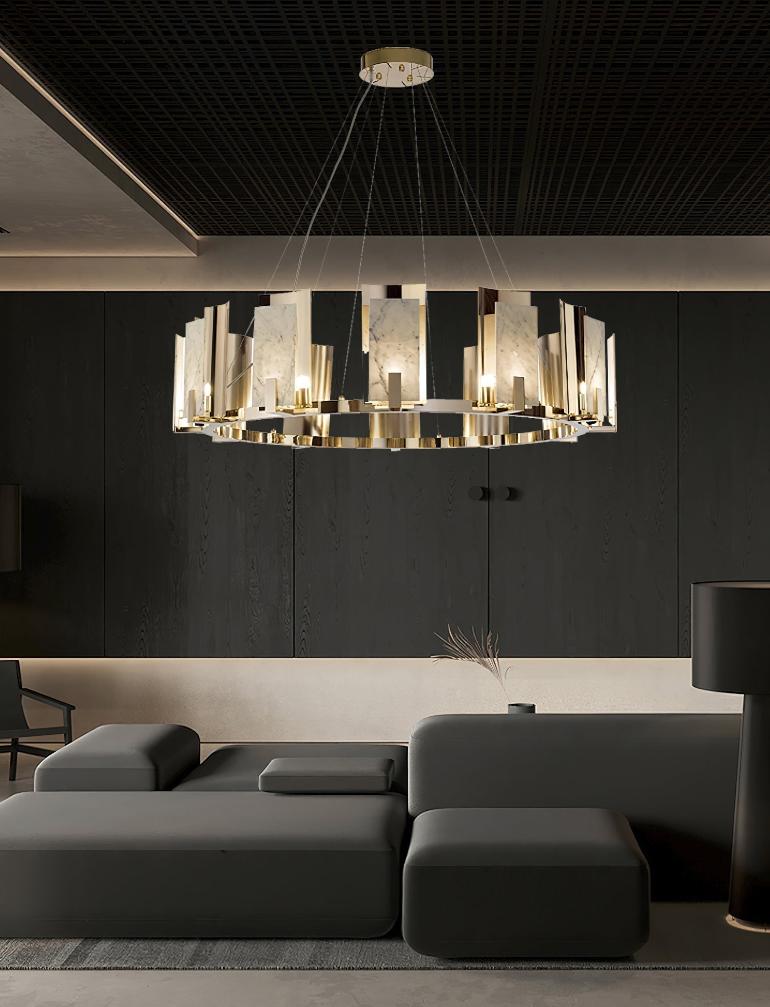 Nyraeila Postmodern Luxury Metal Alabaster Round Chandelier - Letslighting