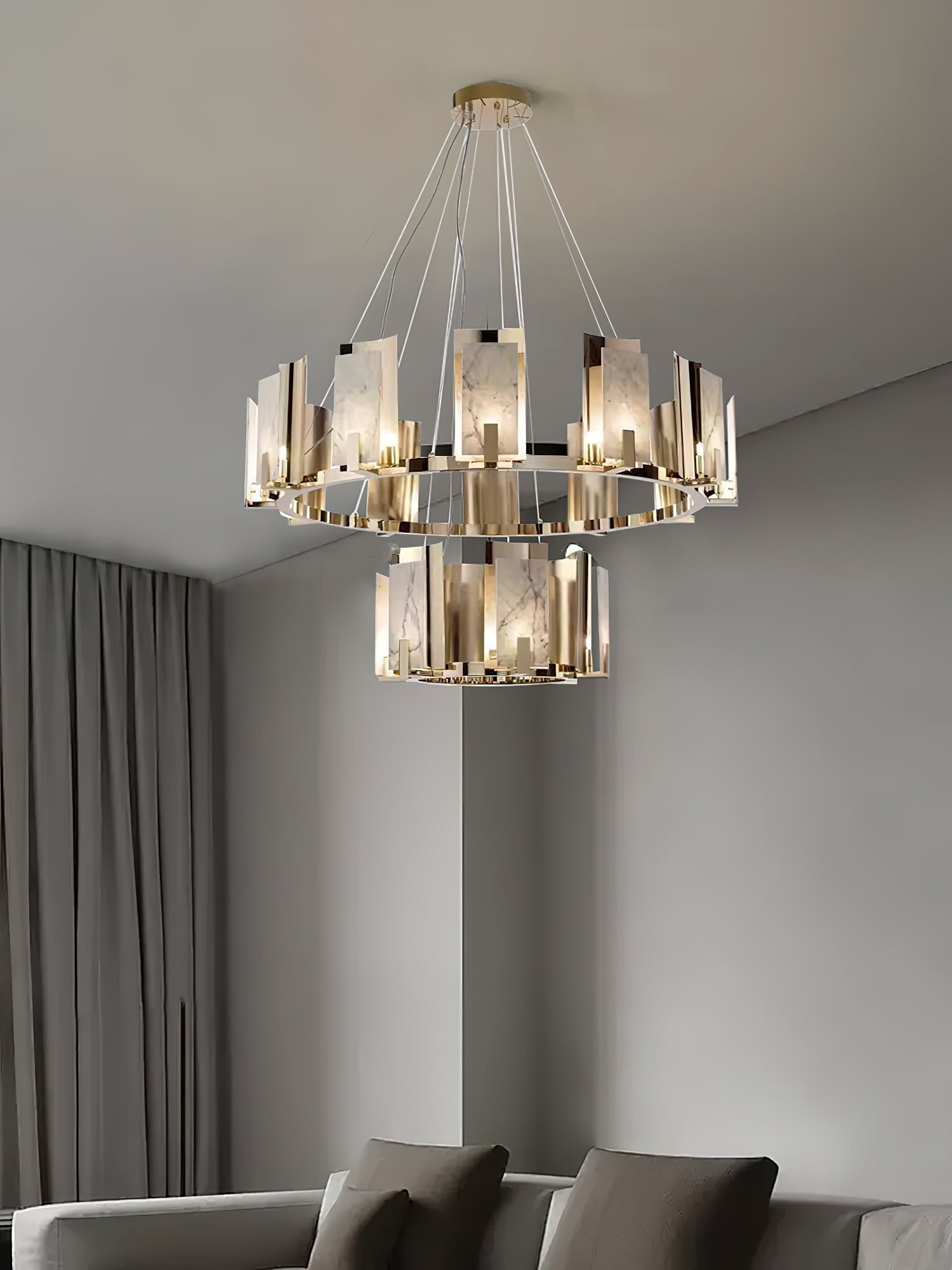 Nyraeila Postmodern Luxury Metal Alabaster Round Chandelier - Letslighting