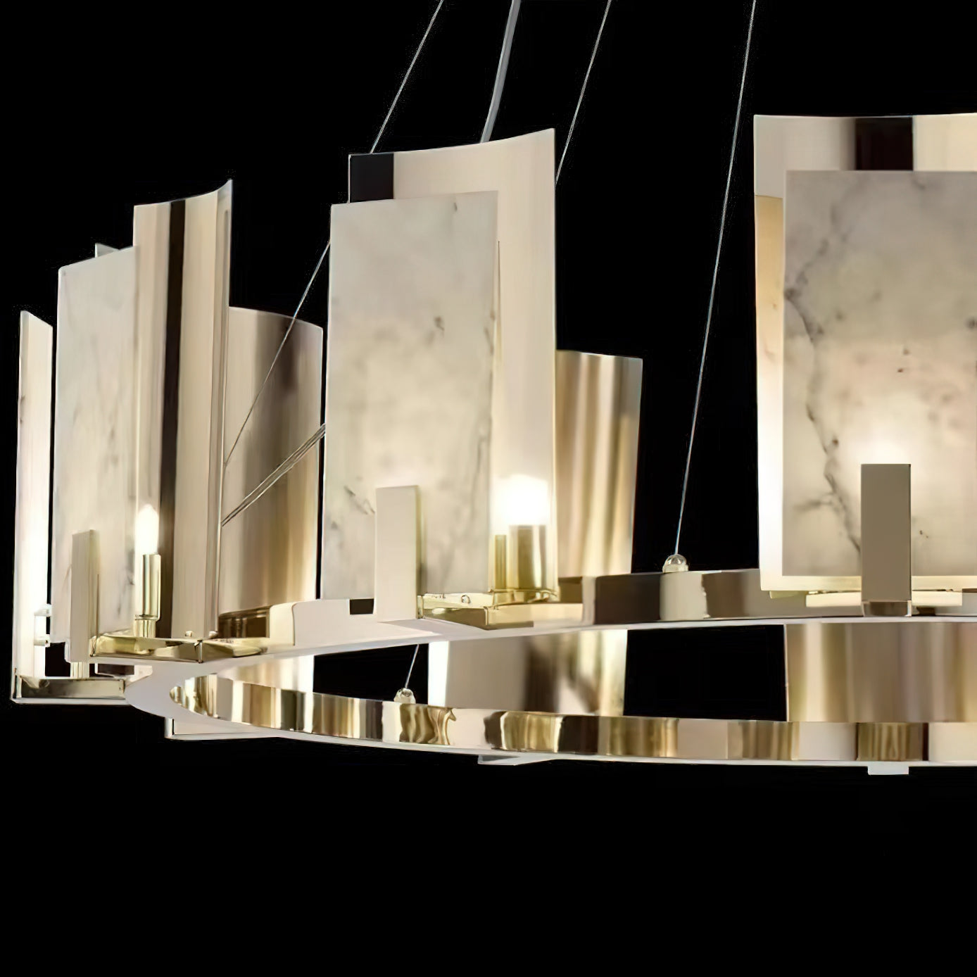 Nyraeila Postmodern Luxury Metal Alabaster Round Chandelier - Letslighting