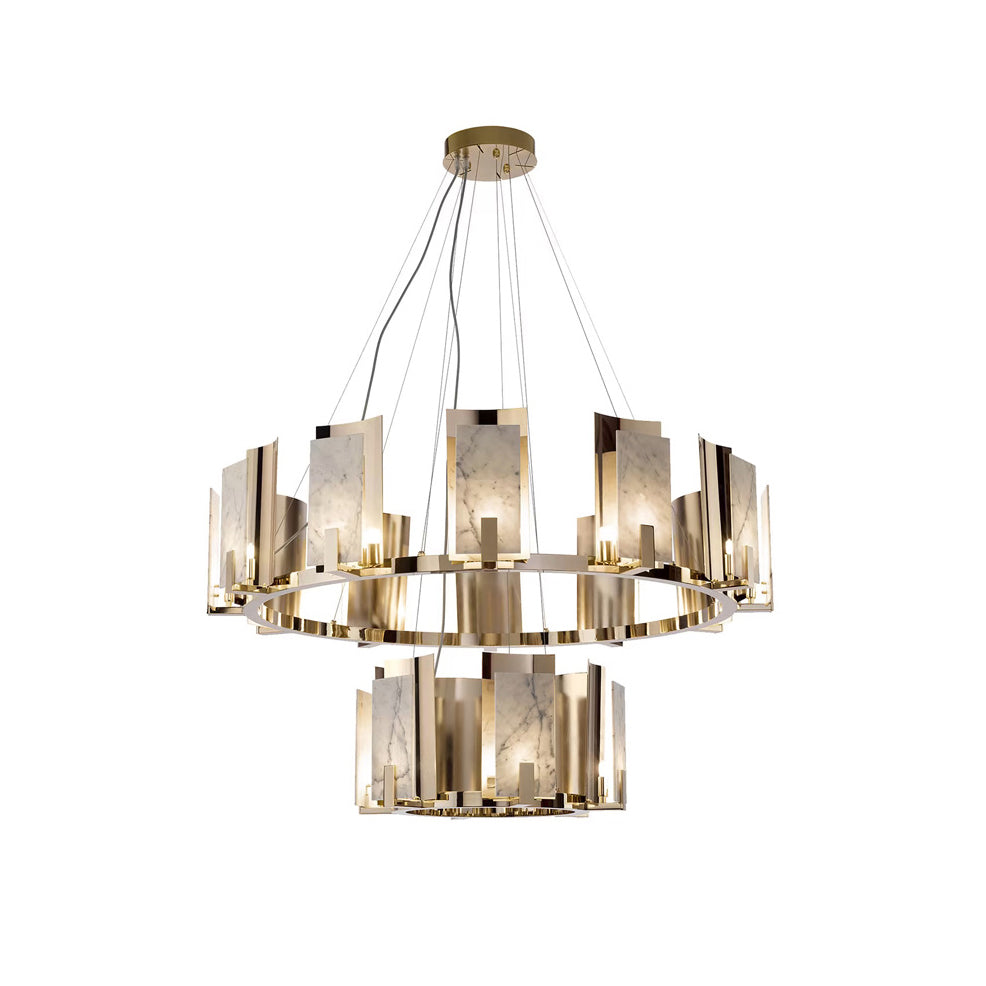 Nyraeila Postmodern Luxury Metal Alabaster Round Chandelier - Letslighting