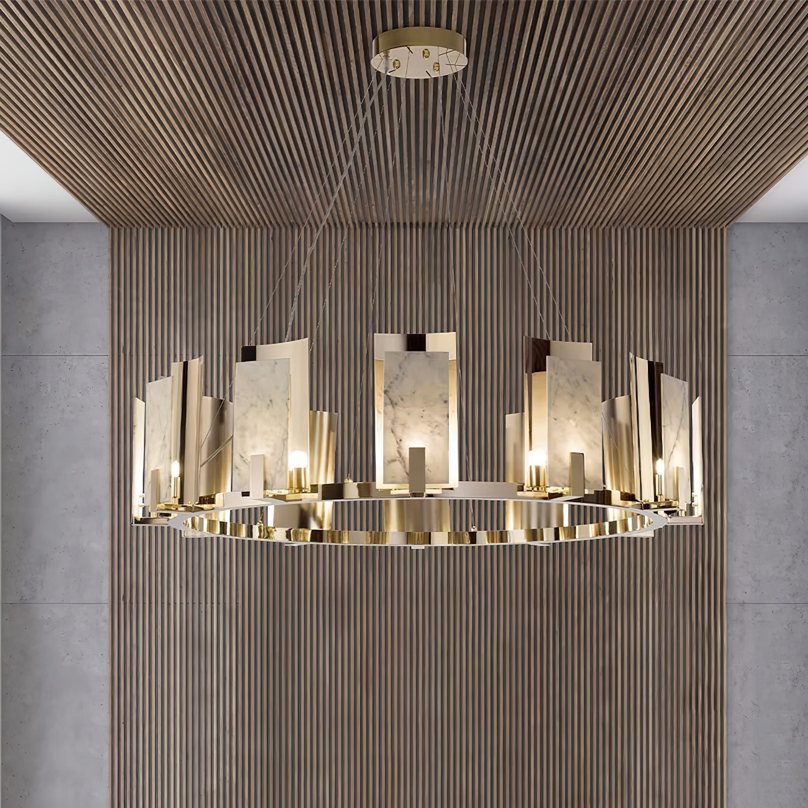 Nyraeila Postmodern Luxury Metal Alabaster Round Chandelier - Letslighting