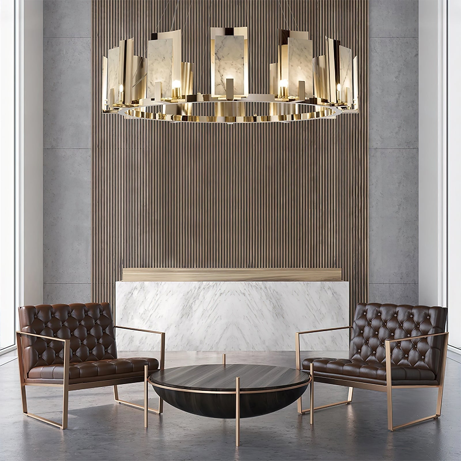 Nyraeila Postmodern Luxury Metal Alabaster Round Chandelier - Letslighting