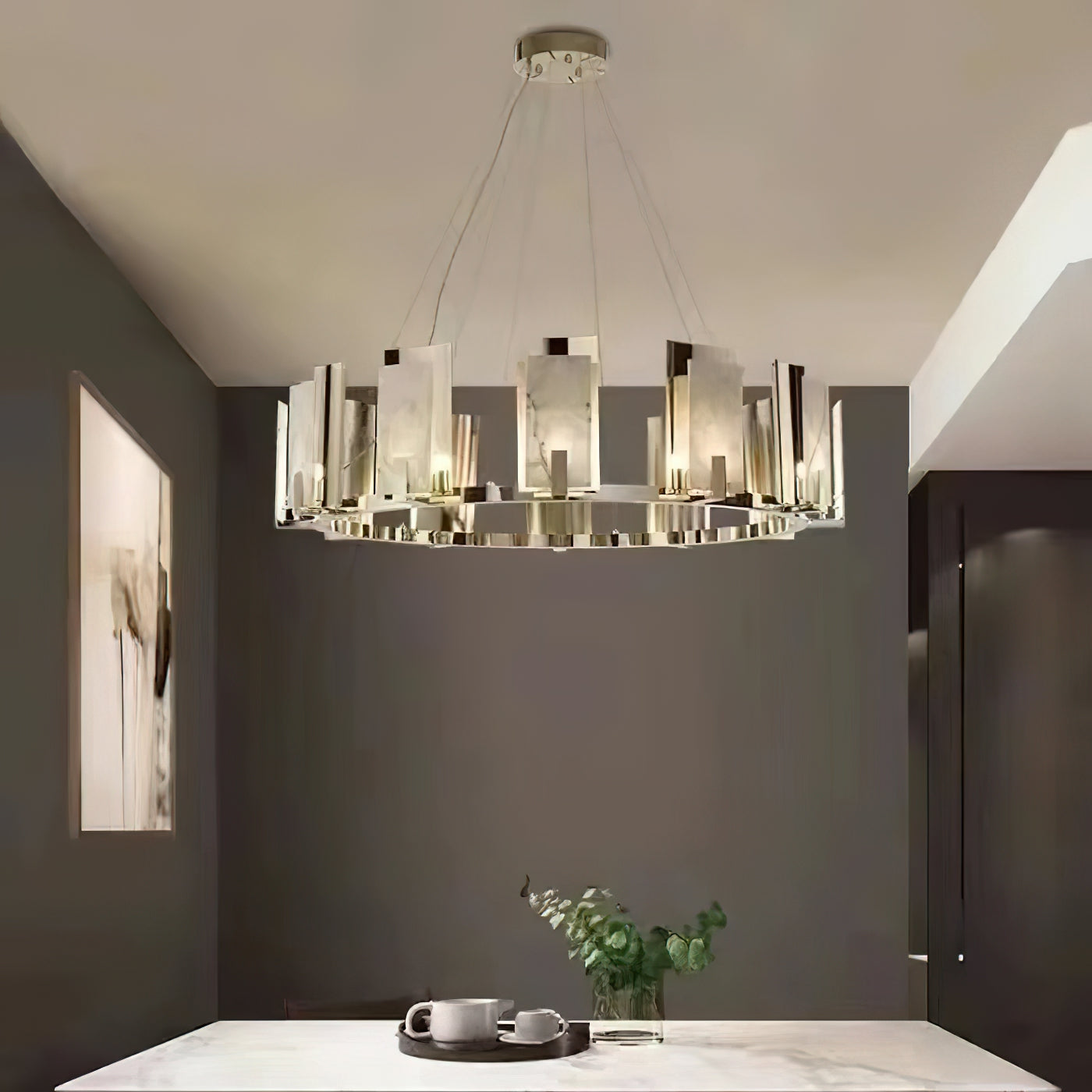 Nyraeila Postmodern Luxury Metal Alabaster Round Chandelier - Letslighting