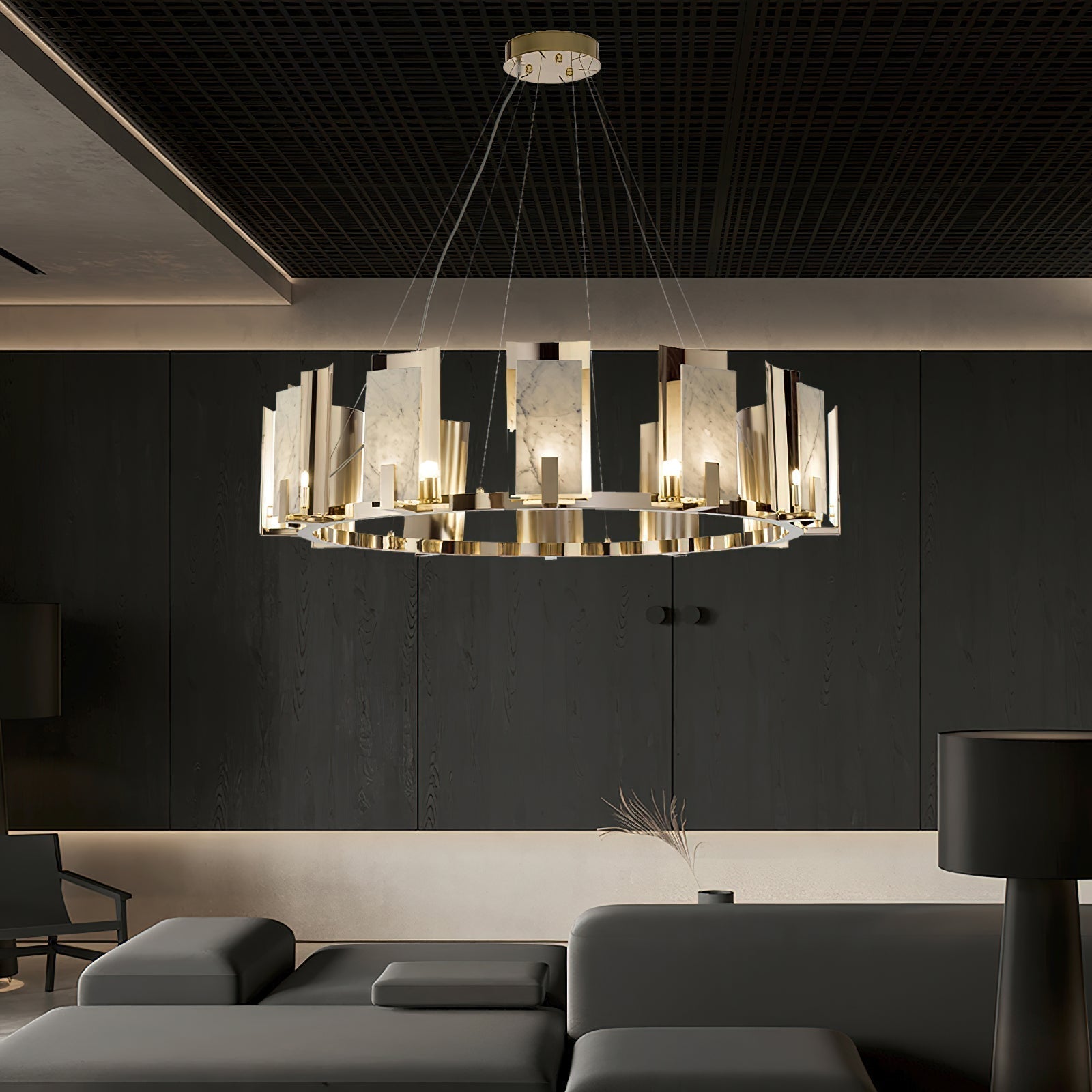 Nyraeila Postmodern Luxury Metal Alabaster Round Chandelier - Letslighting