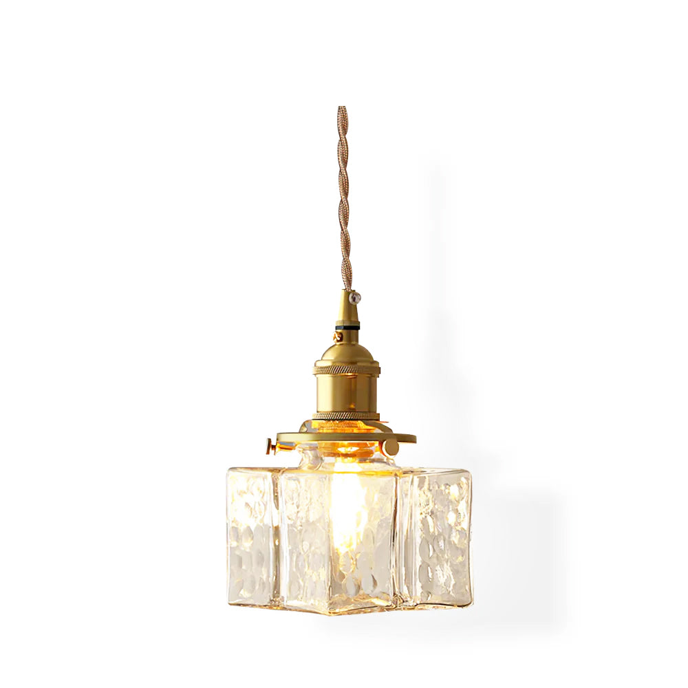 Ovely Vintage Pendelleuchte aus gehämmertem Messing und Glas