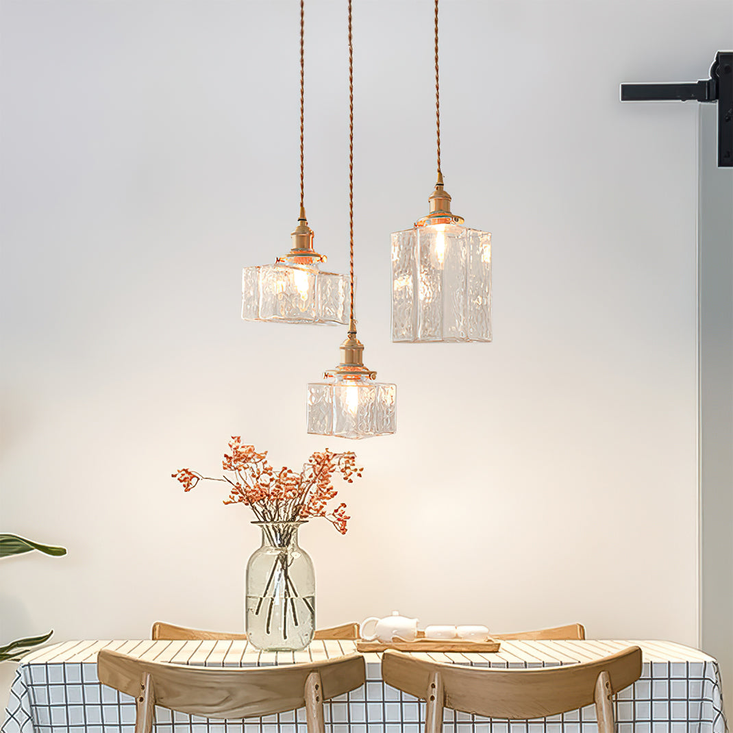 Ovely Vintage Pendelleuchte aus gehämmertem Messing und Glas