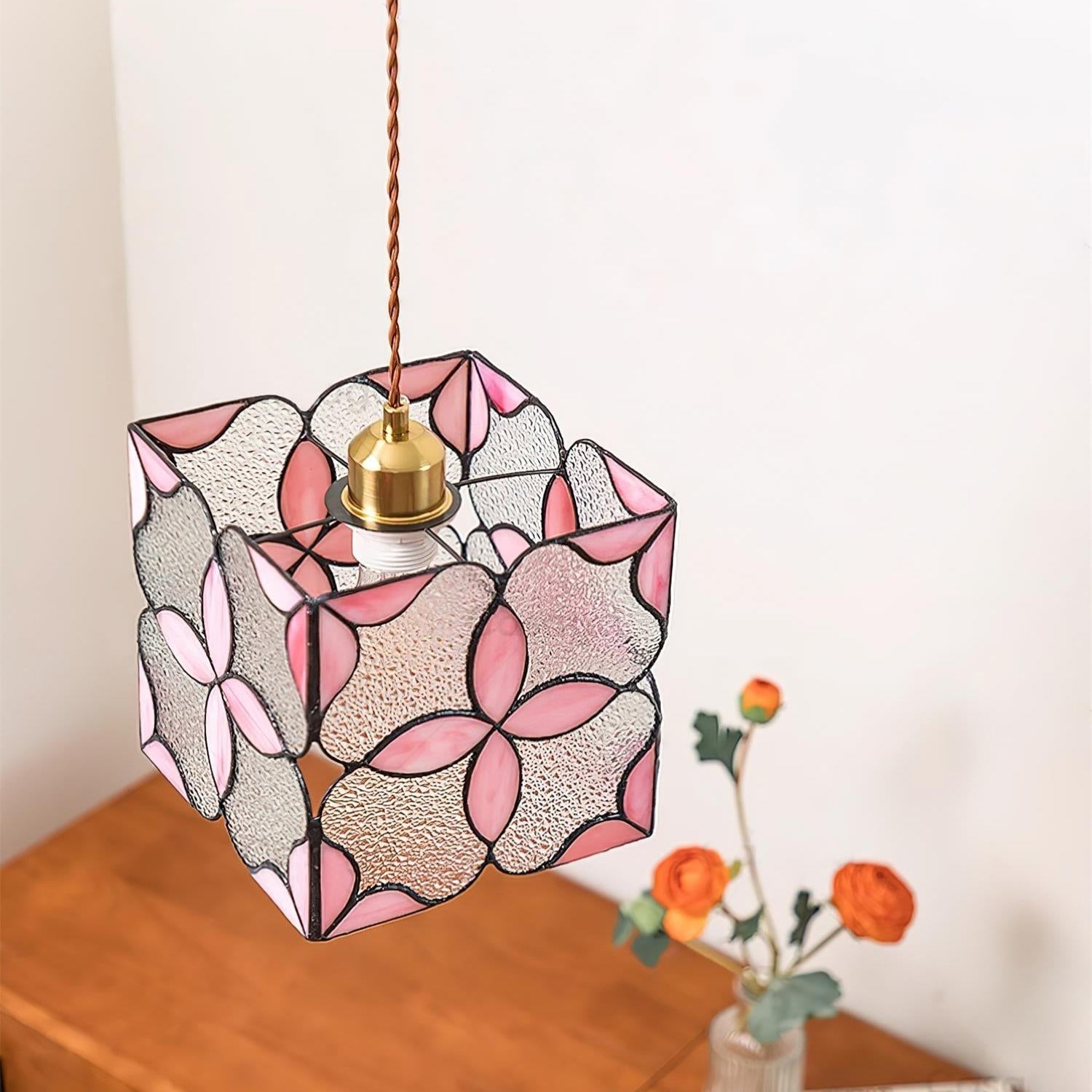 Glyna Pendelleuchte Buntglas Tiffany Blume-Letslighting