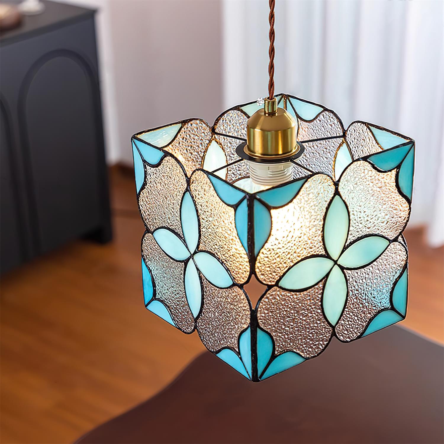 Glyna Pendelleuchte Buntglas Tiffany Blume-Letslighting
