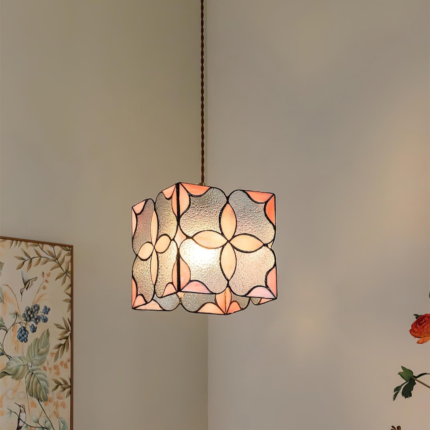Glyna Pendelleuchte Buntglas Tiffany Blume-Letslighting