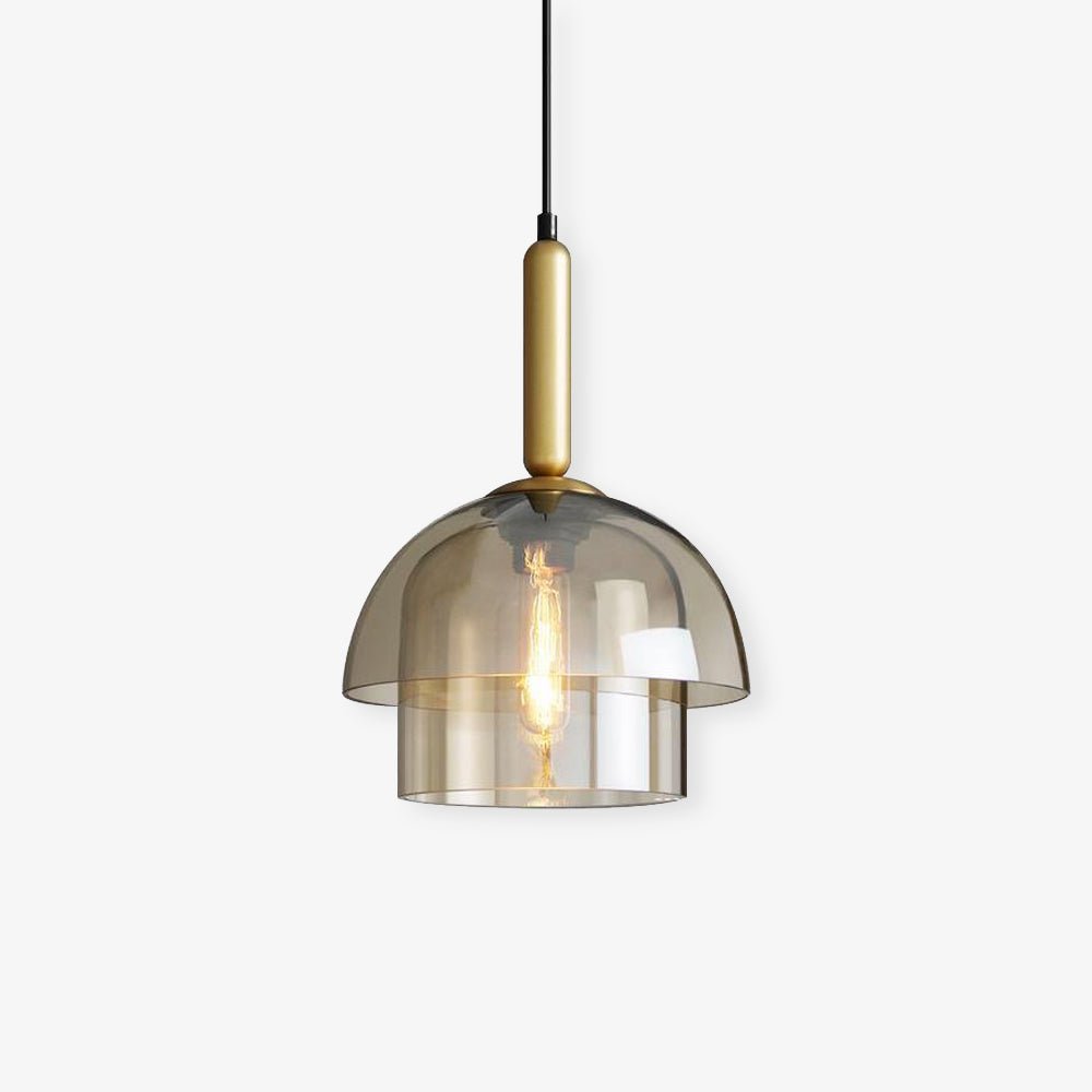 Solara Pendelleuchte Glas Cognac Kuppel Messing Mid Century-Letslighting
