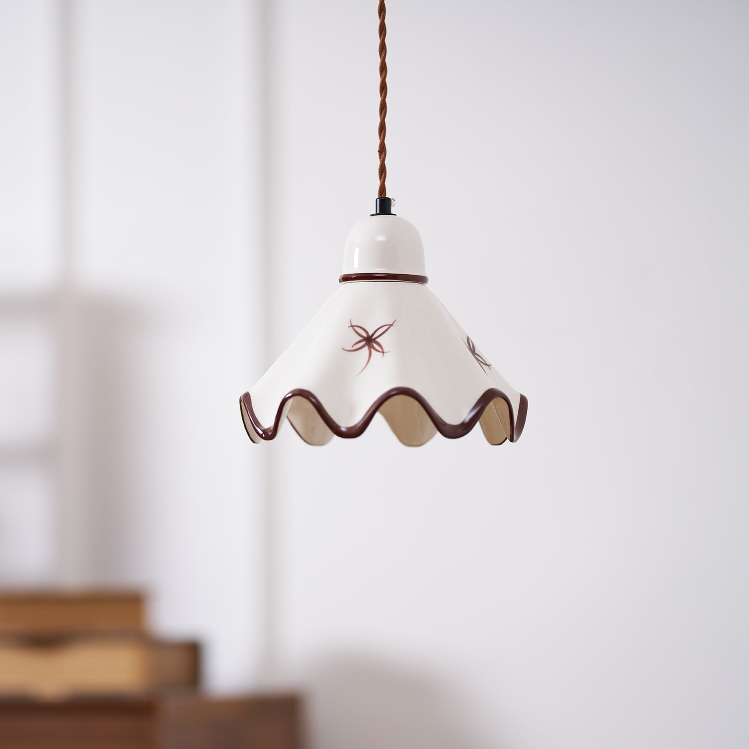 Pendelleuchte Keramik Schirm Rustikal Braun Akzent Retro-Letslighting