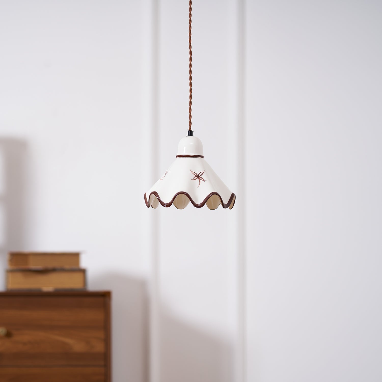 Pendelleuchte Keramik Schirm Rustikal Braun Akzent Retro-Letslighting