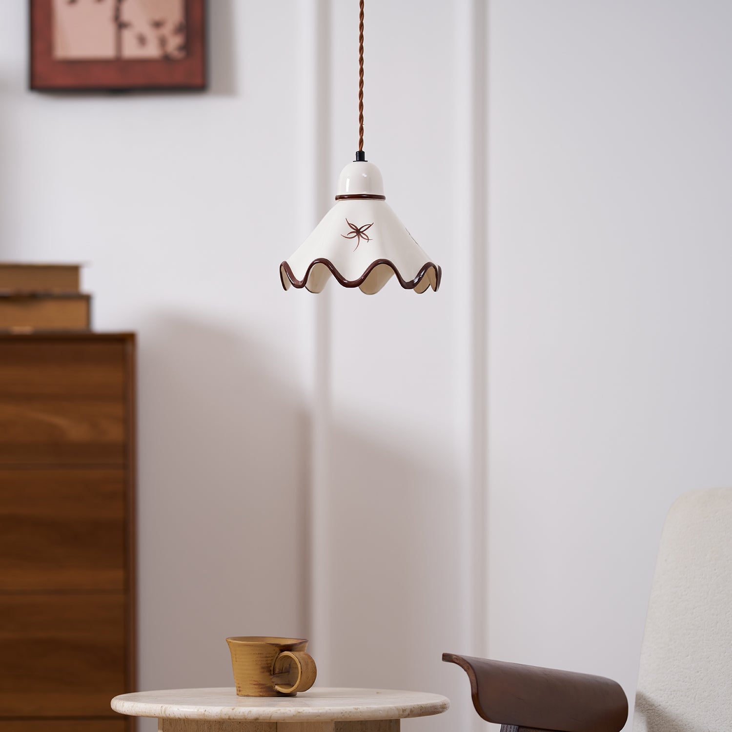 Pendelleuchte Keramik Schirm Rustikal Braun Akzent Retro-Letslighting
