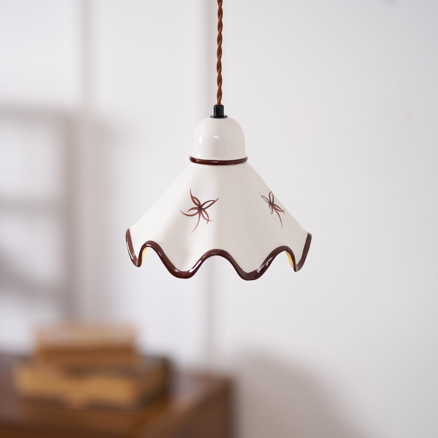 Pendelleuchte Keramik Schirm Rustikal Braun Akzent Retro-Letslighting