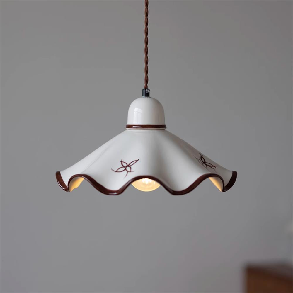 Pendelleuchte Keramik Schirm Rustikal Braun Akzent Retro-Letslighting