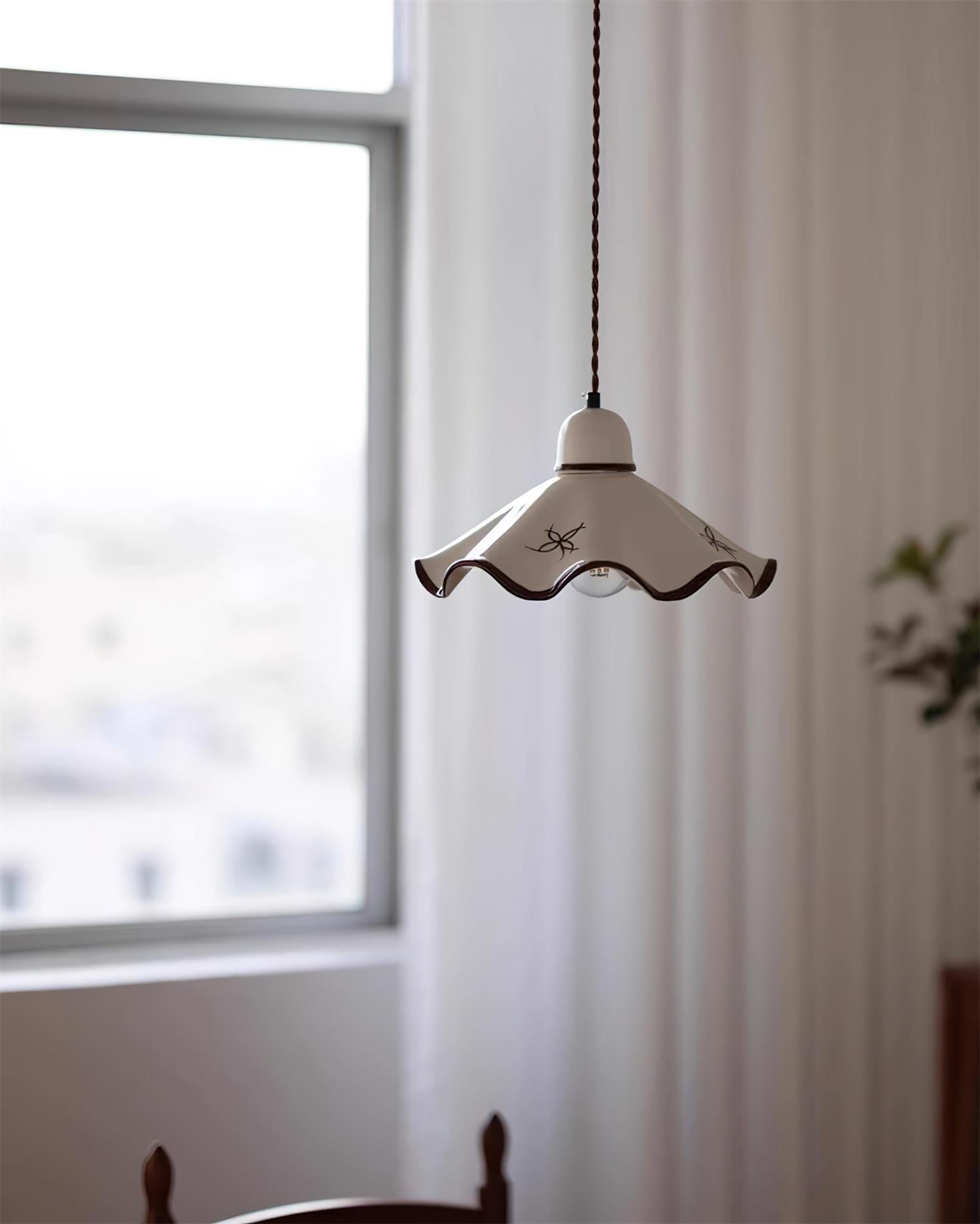 Pendelleuchte Keramik Schirm Rustikal Braun Akzent Retro-Letslighting