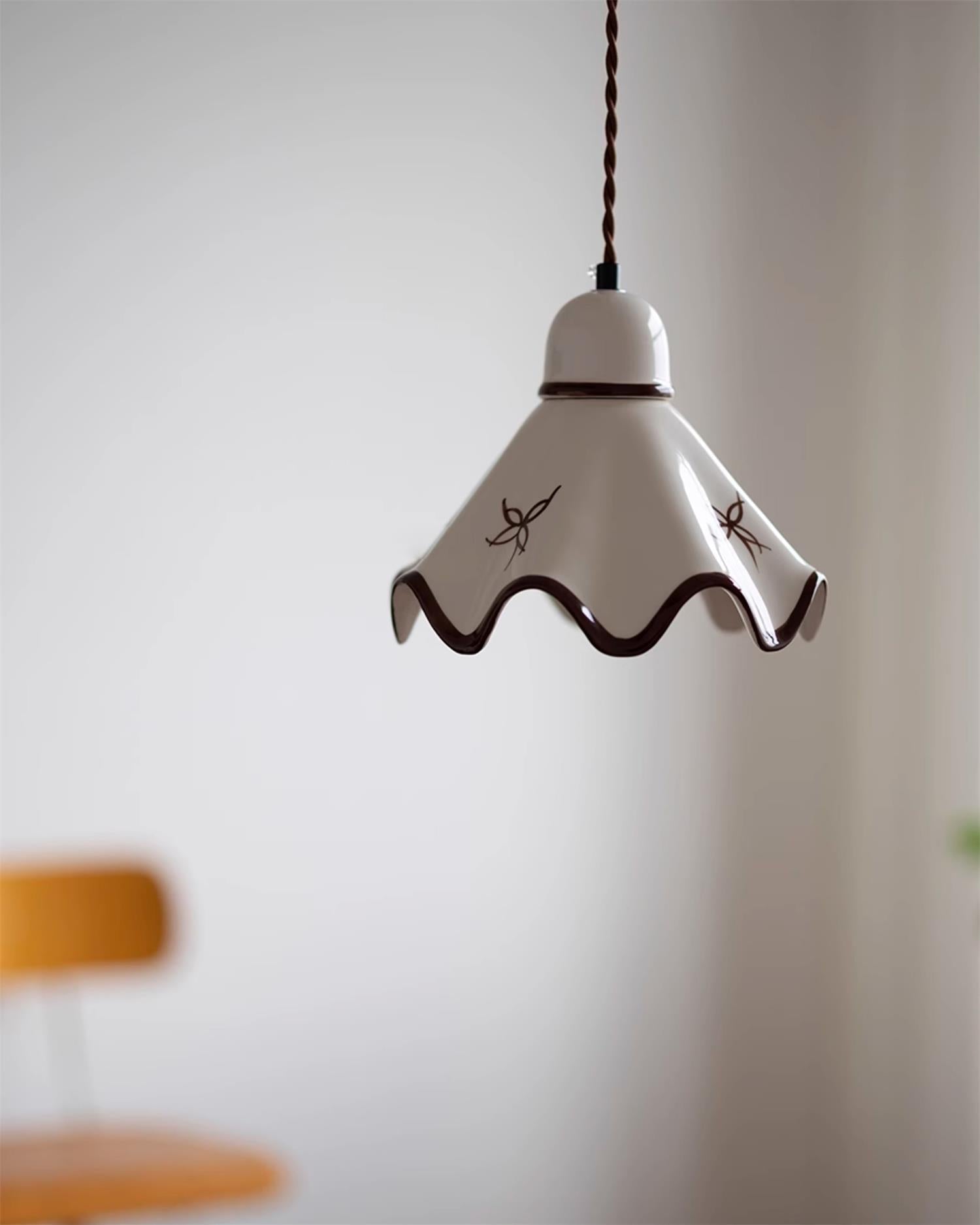 Pendelleuchte Keramik Schirm Rustikal Braun Akzent Retro-Letslighting