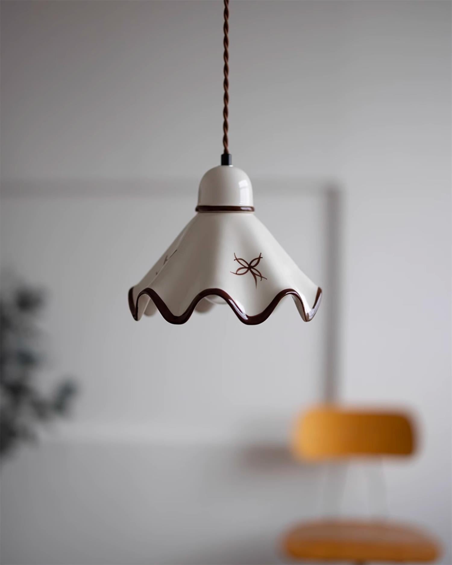 Pendelleuchte Keramik Schirm Rustikal Braun Akzent Retro-Letslighting
