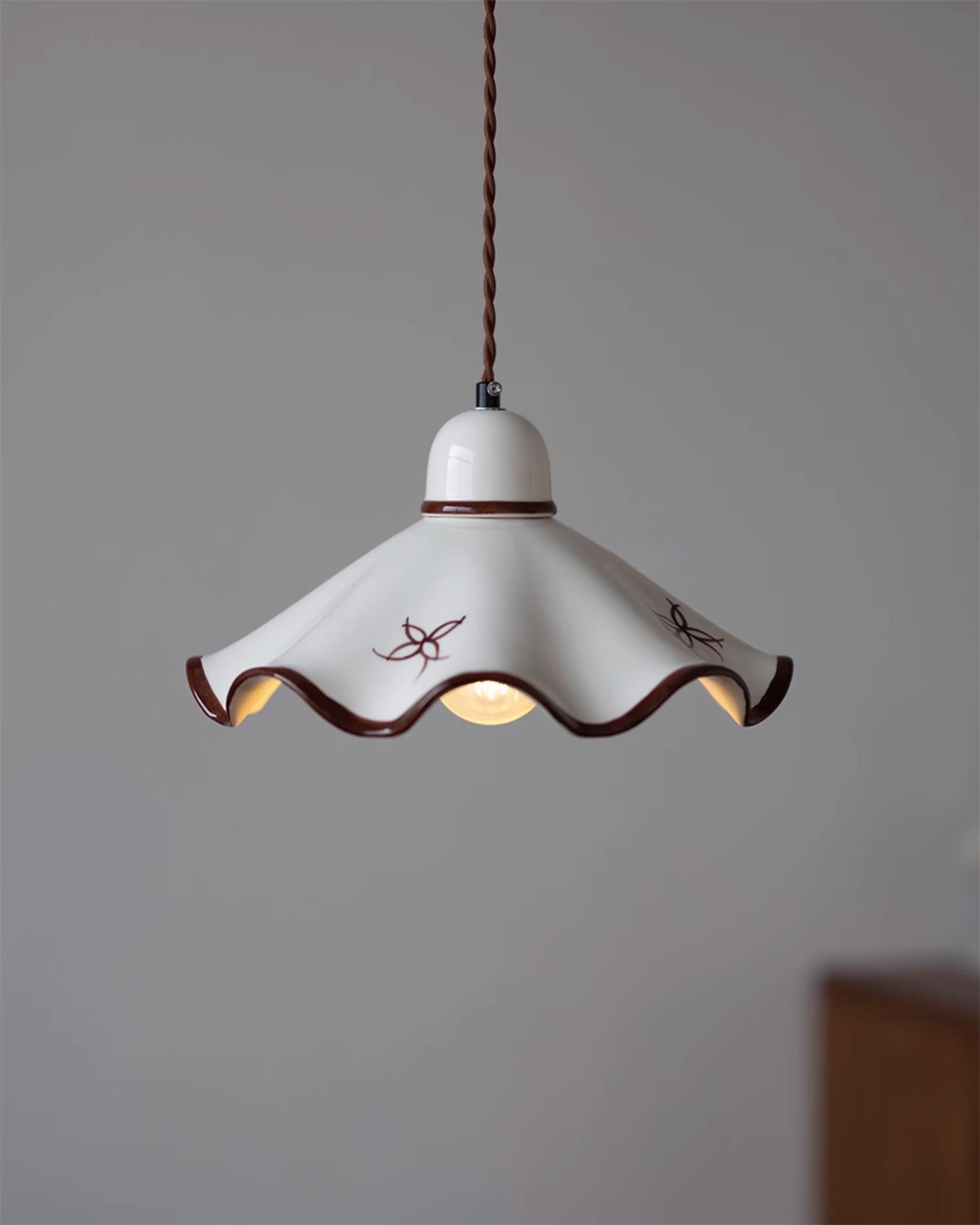 Pendelleuchte Keramik Schirm Rustikal Braun Akzent Retro-Letslighting