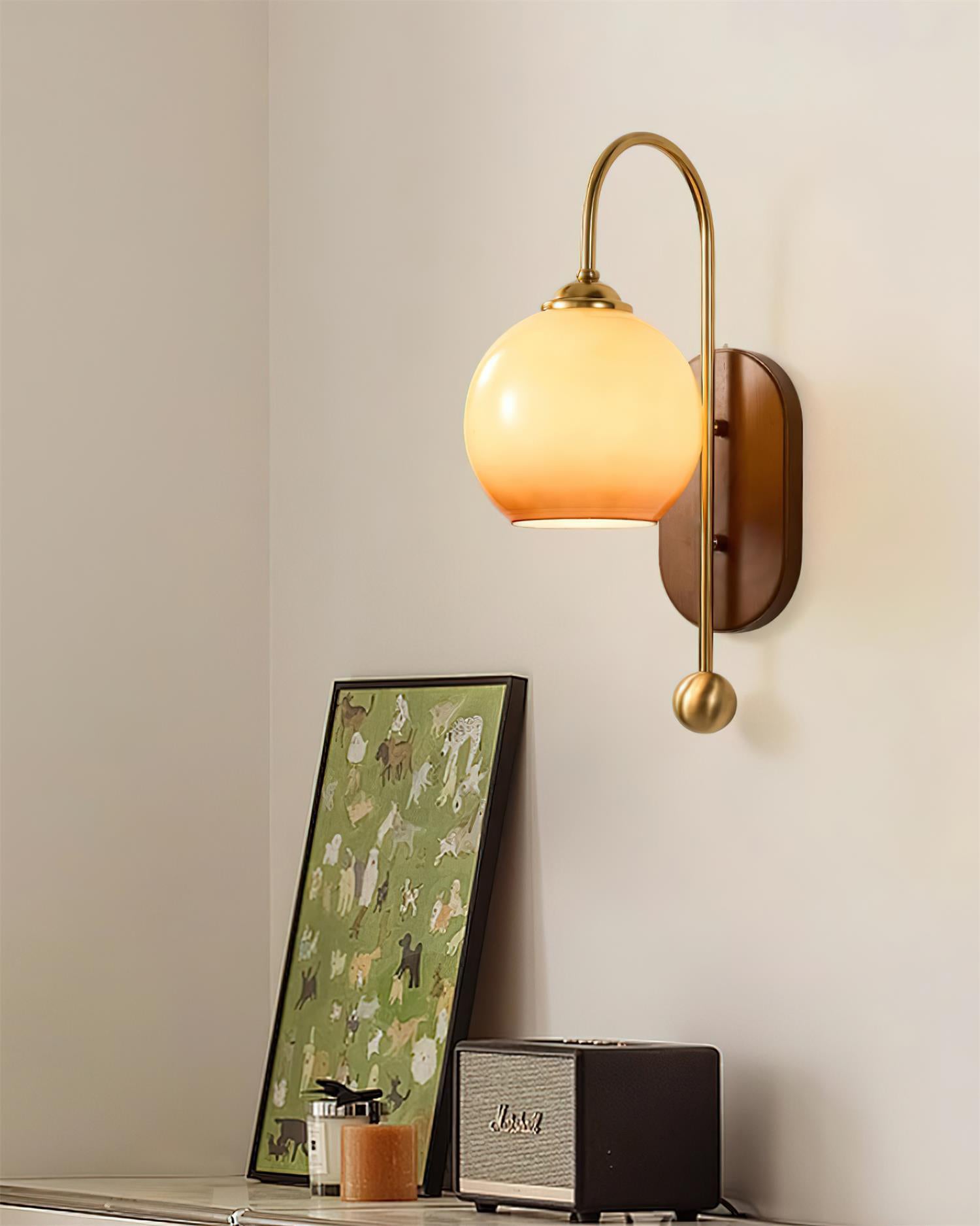 Vale Vintage Glas-Holz-Wandleuchte-Letslighting