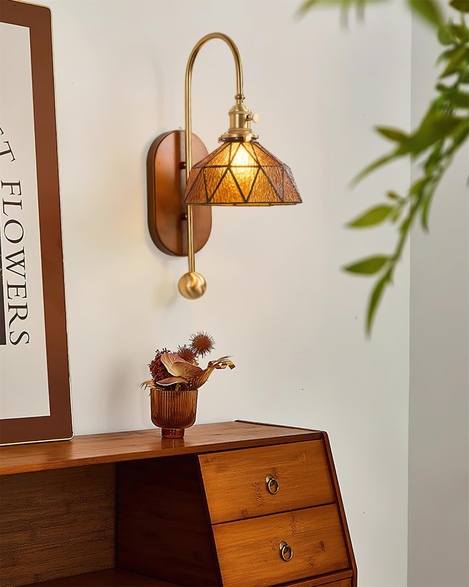 Vale Vintage Glas-Holz-Wandleuchte-Letslighting