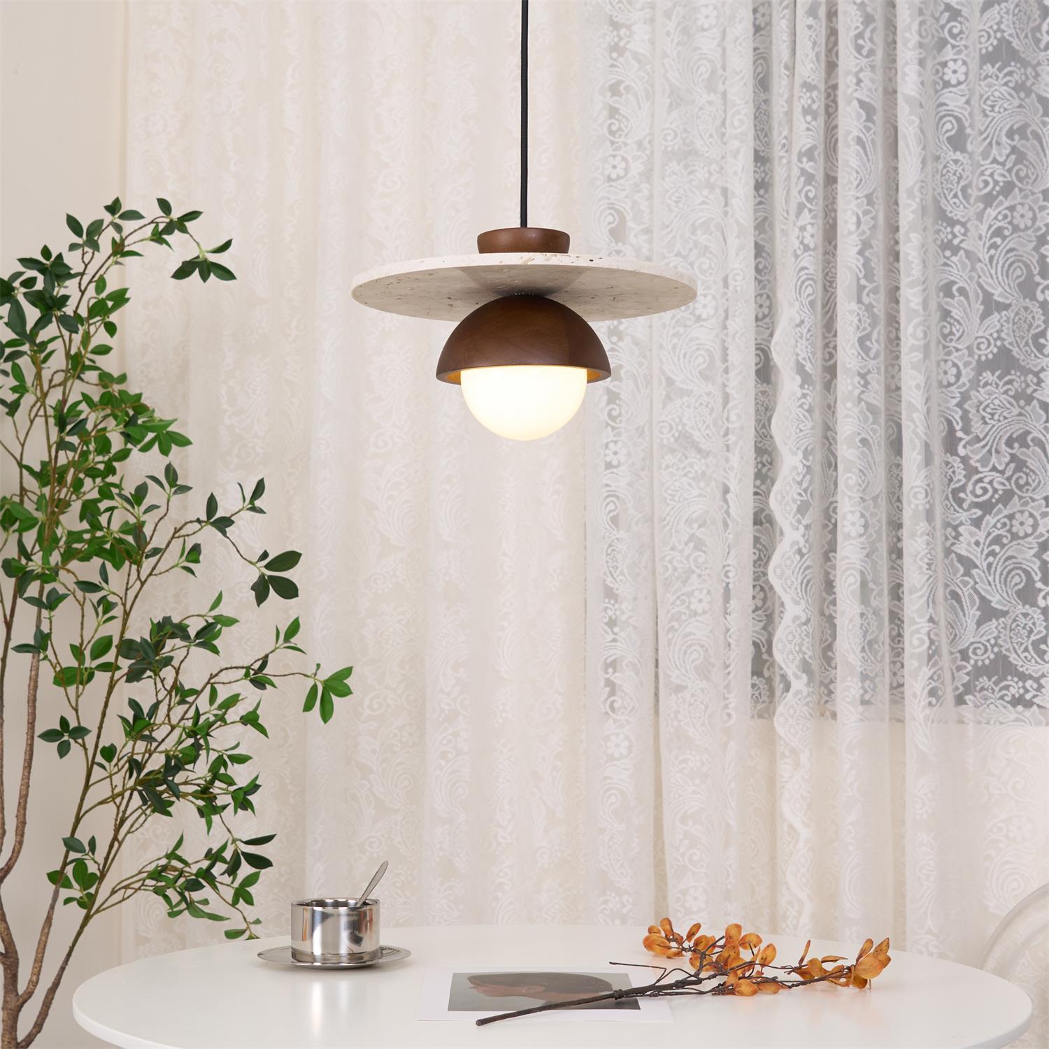 Ritta Pendant Light Glass Globe Travertine - Letslighting