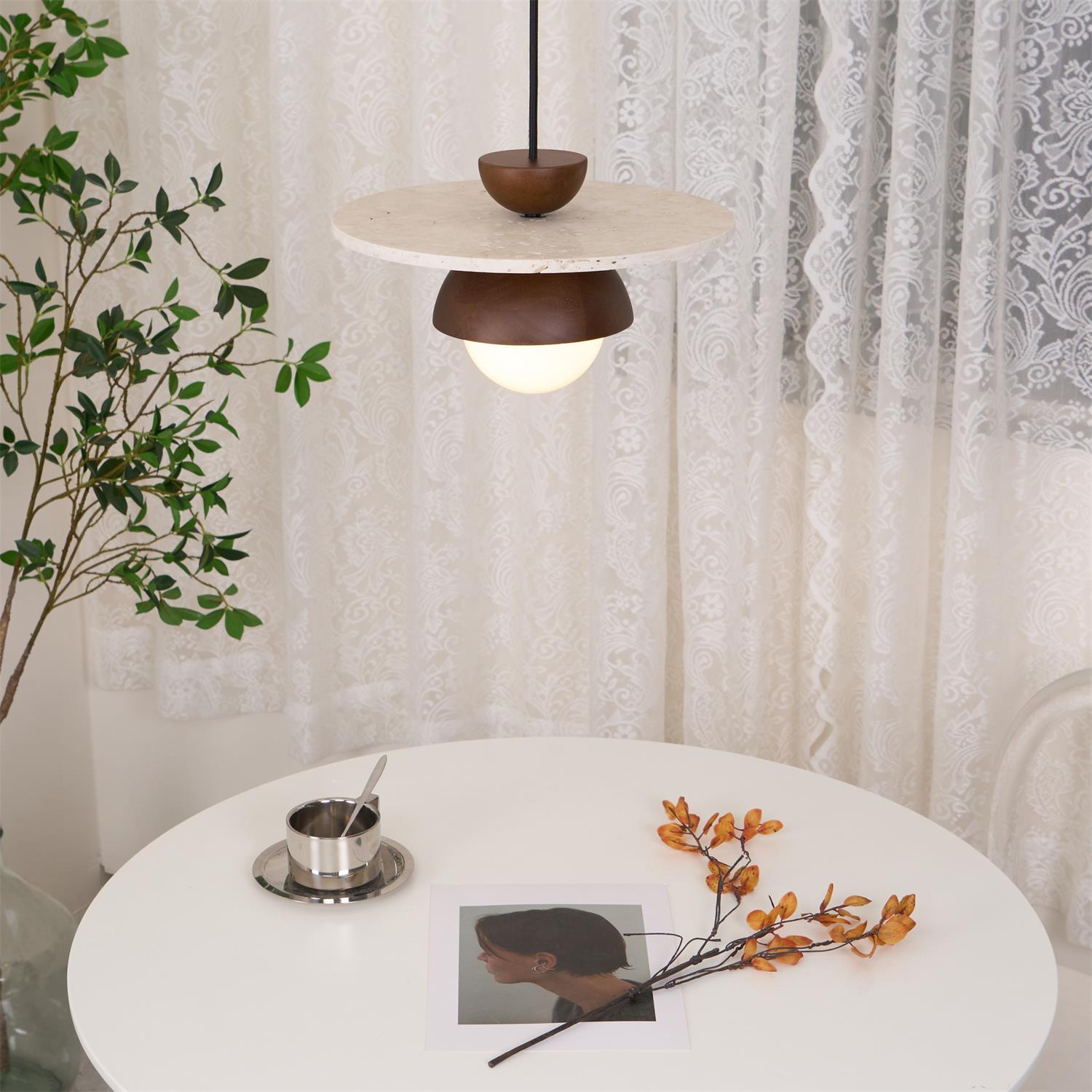 Ritta Pendant Light Glass Globe Travertine - Letslighting