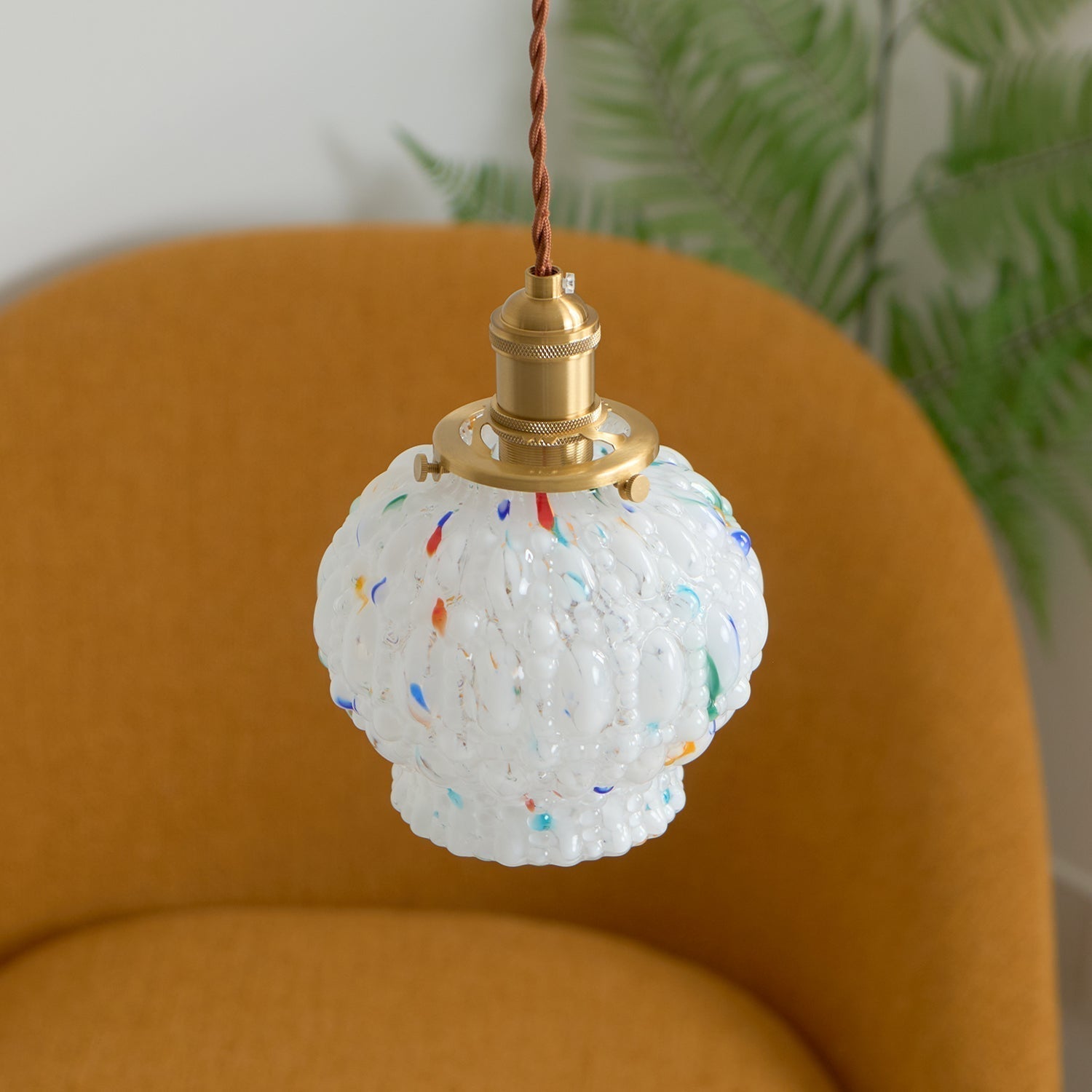 Jovik Pendelleuchte Vintage Glas Strukturiert Messing-Letslighting