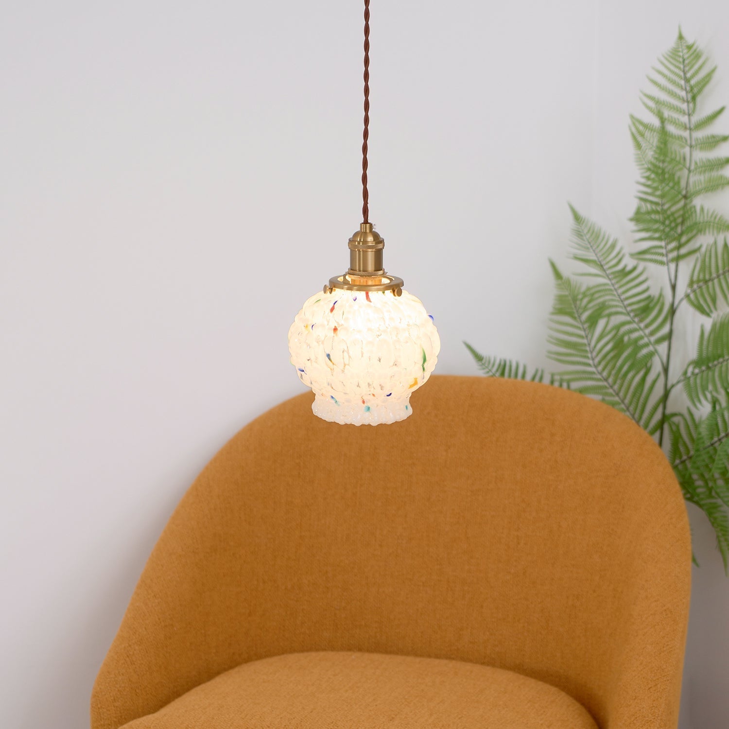 Jovik Pendelleuchte Vintage Glas Strukturiert Messing-Letslighting