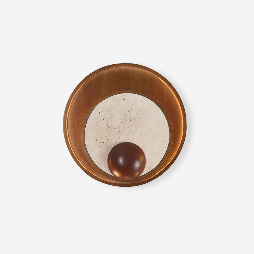 Ritta Wall Lamp Travertine Circular Wooden Frame - Letslighting