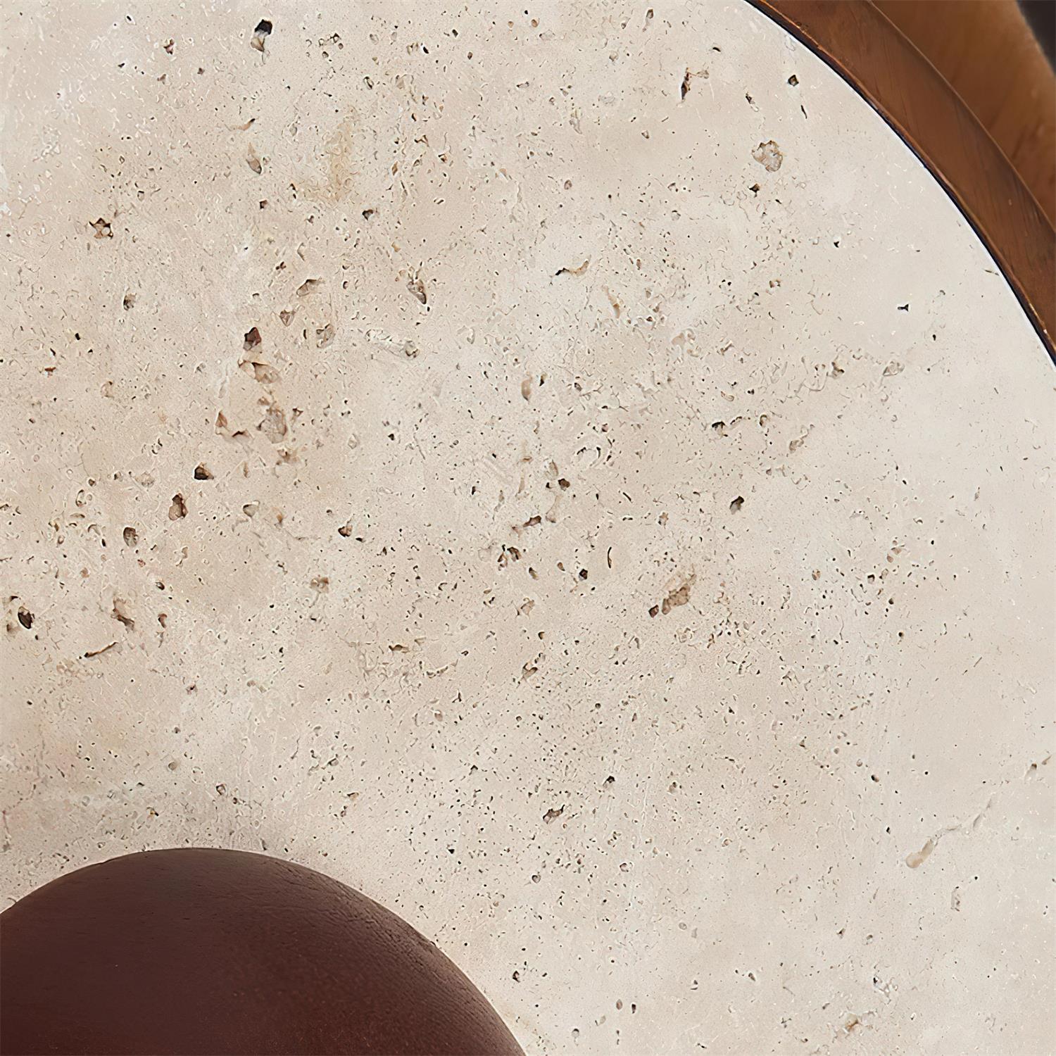 Ritta Wall Lamp Travertine Circular Wooden Frame - Letslighting