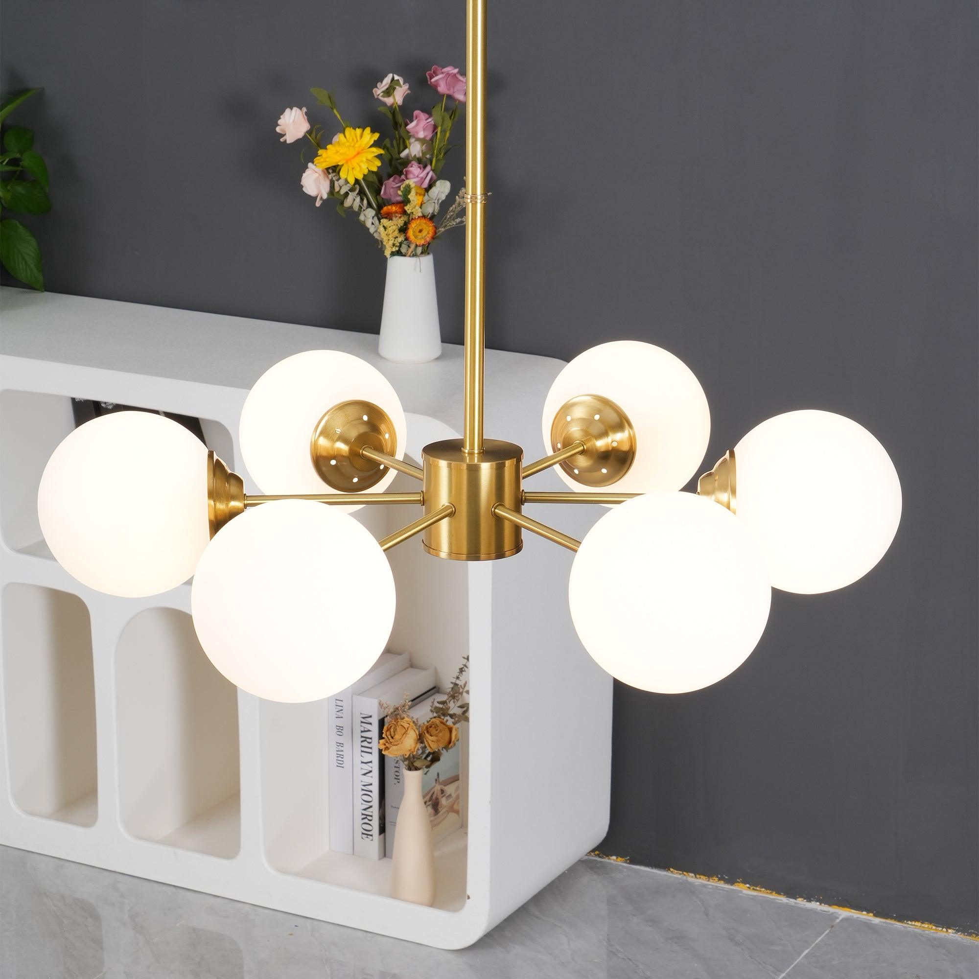 Lustra Kronleuchter Messing Opal Glas-Letslighting