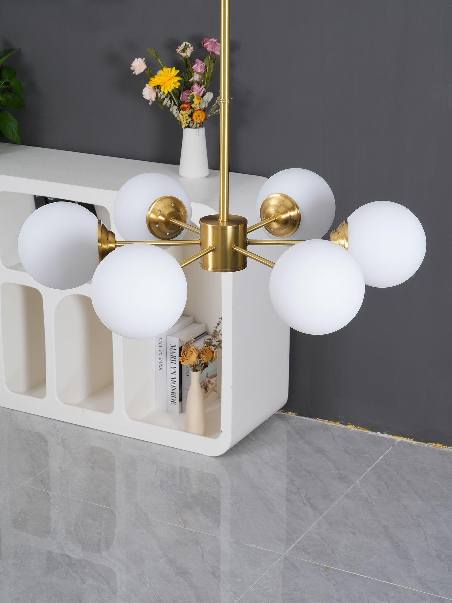 Lustra Kronleuchter Messing Opal Glas-Letslighting