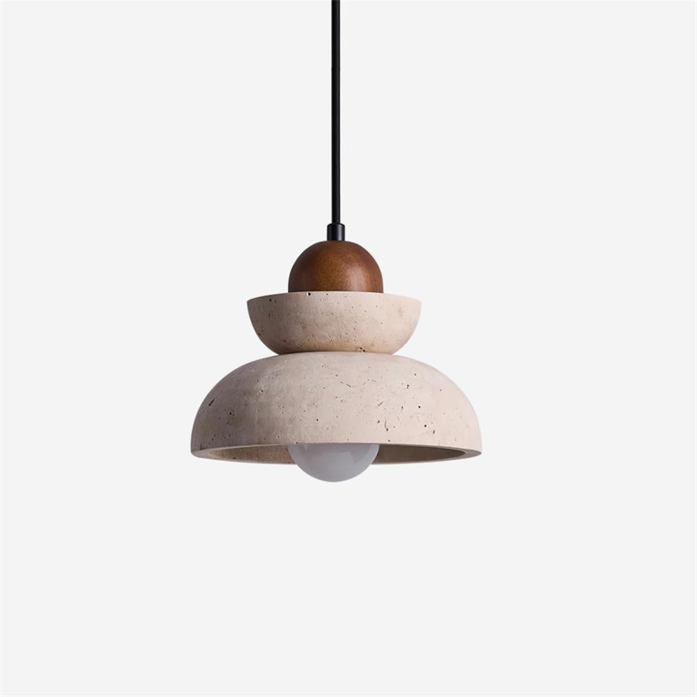 Pendant Lamp Travertine Shade Wood Modern Nordic Beige Walnut - Letslighting